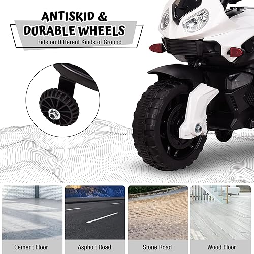 Miniatura 6 de JOINATRE Motocicleta eléctrica para niños juguete de motocicleta de 6 V alimentado por pilas para niños y niñas juguetes de montar con pedal bocina