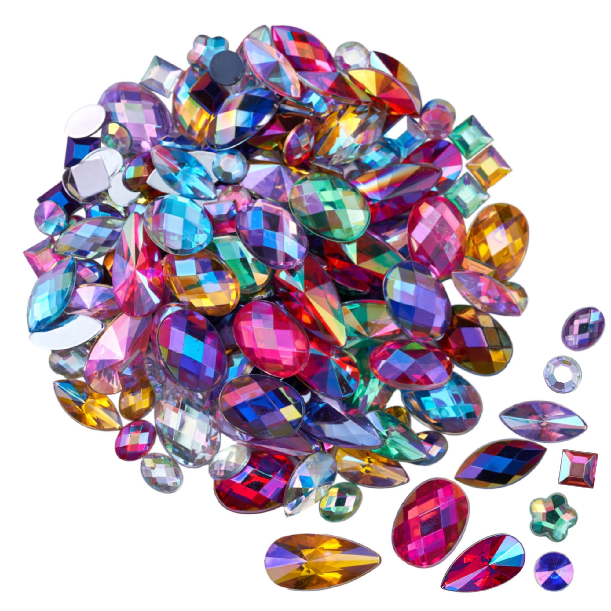 Photo 1 of 1100 Pcs Mixed 11 Colors AB Colorful Gems Rhinestones for Crafting, Flatback Rhinestones Gemstones Jewels for Crafts Halloween Party Decorations Cosplay Pirate Face Eye Body Makeup Embellishments