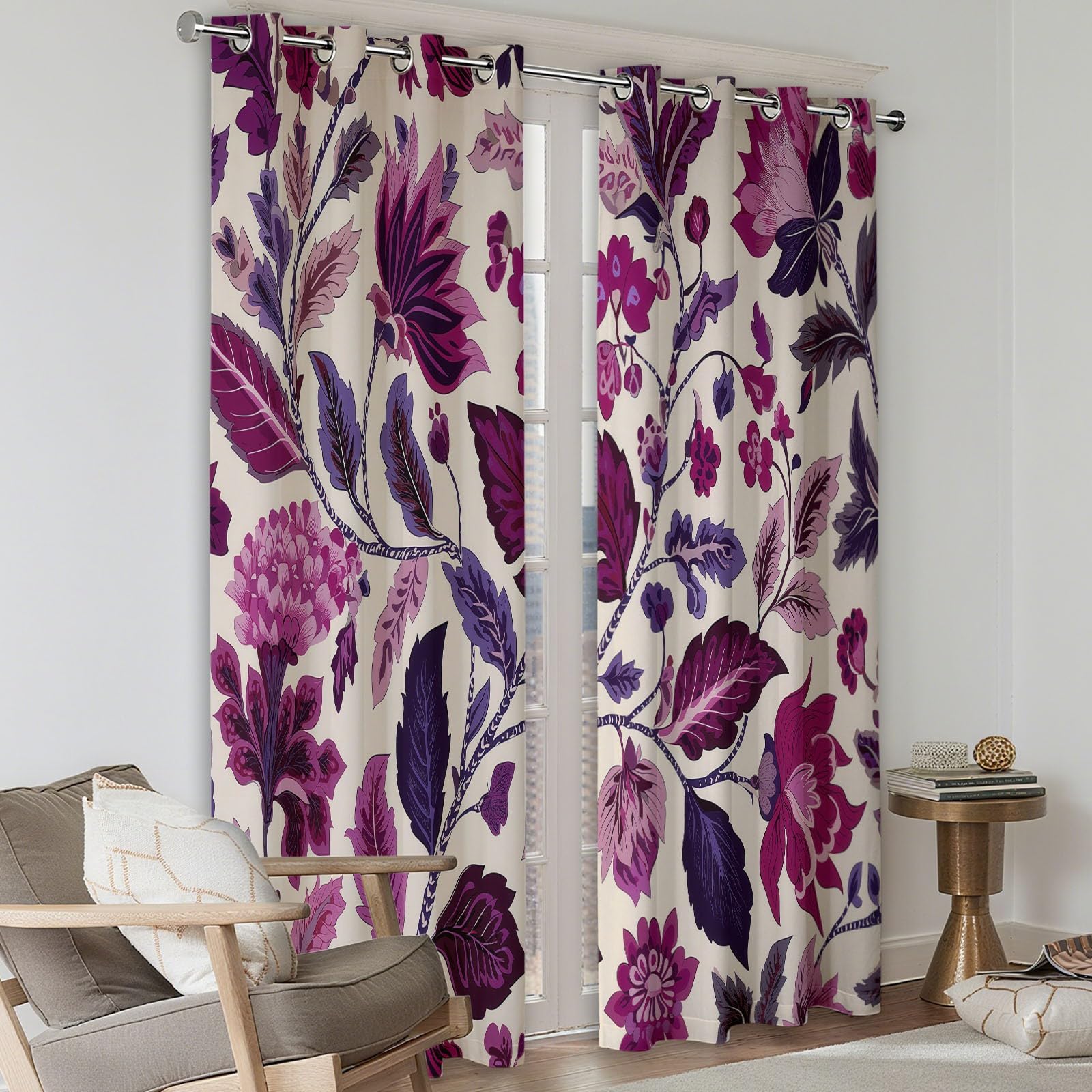 Boheme - Cortina térmica aislante (85 x 200 cm, 2 unidades, antifrío y calor, cortinas opacas, con ojales, dormitorio, salón, decoración