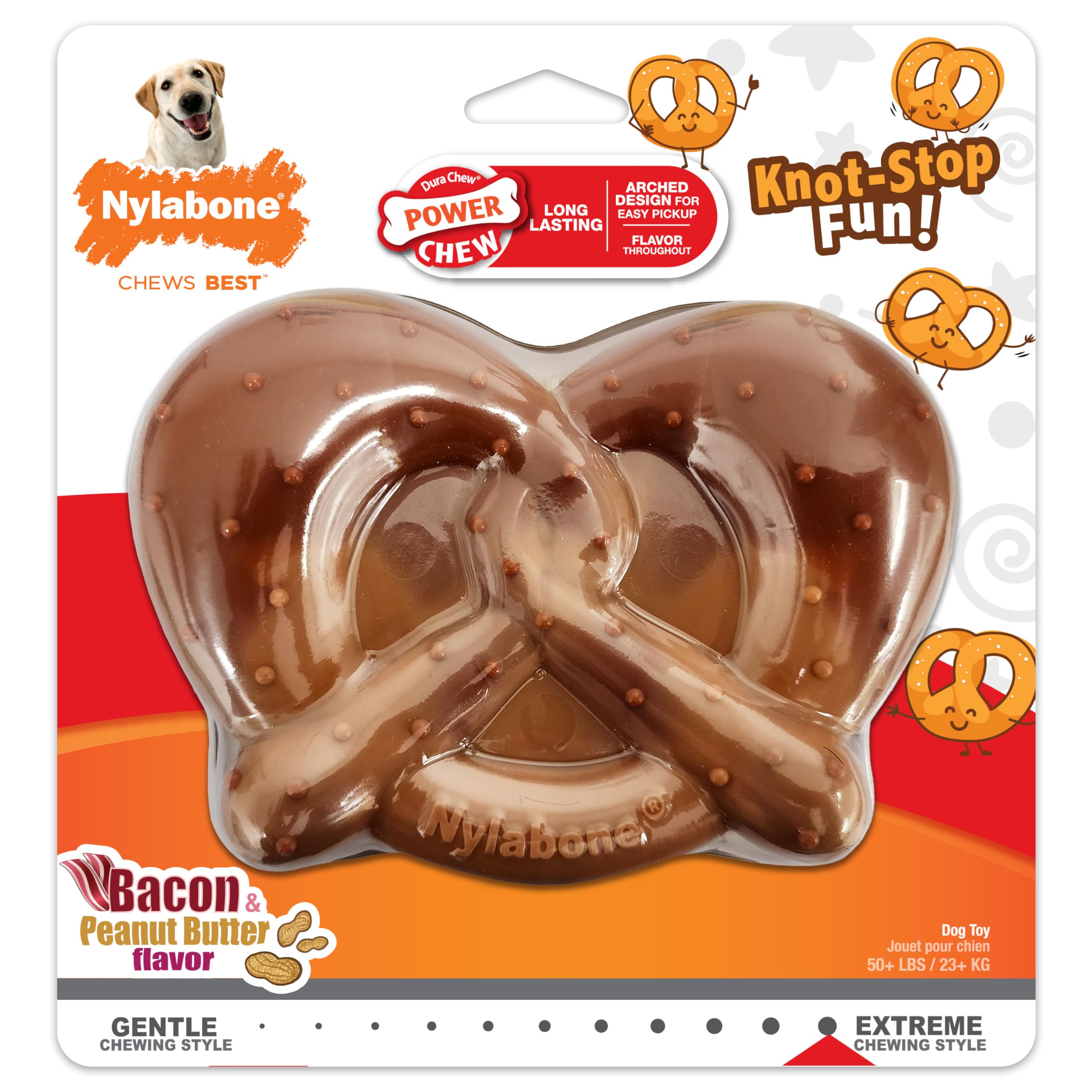 Nylabone Precel zabawka dla psa - Power Chew Dog Toy dla agresywnych gryzaków - boczek i masło orzechowe mały/regularny