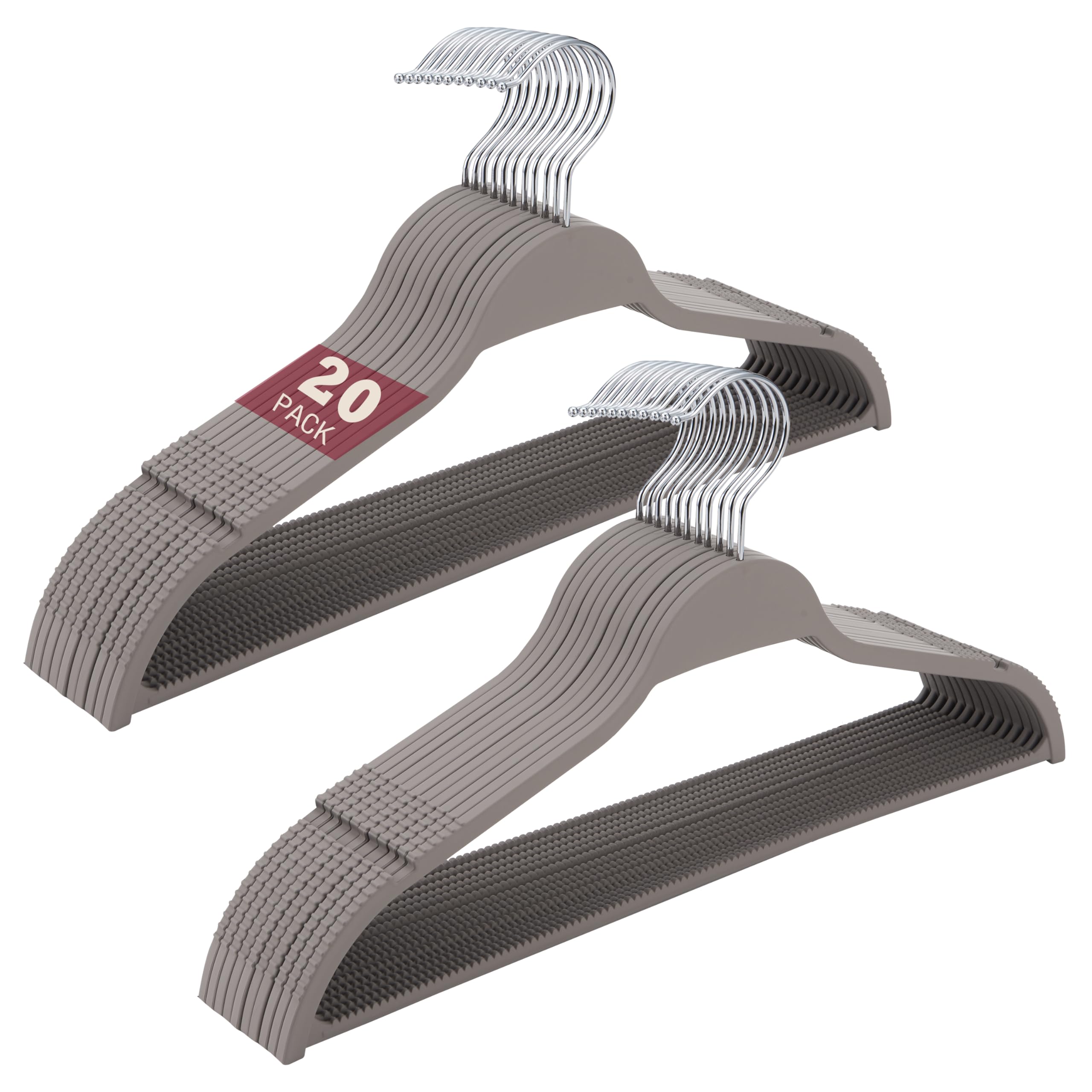 ELONG HOME Plastic Clothes Hangers, Upgraded Rubber Non Slip Plastic Hangers, Non Velvet Durable Slim Clothing Hangers, 17.7 Inches Wide for Adults Clothes, 20 Pack