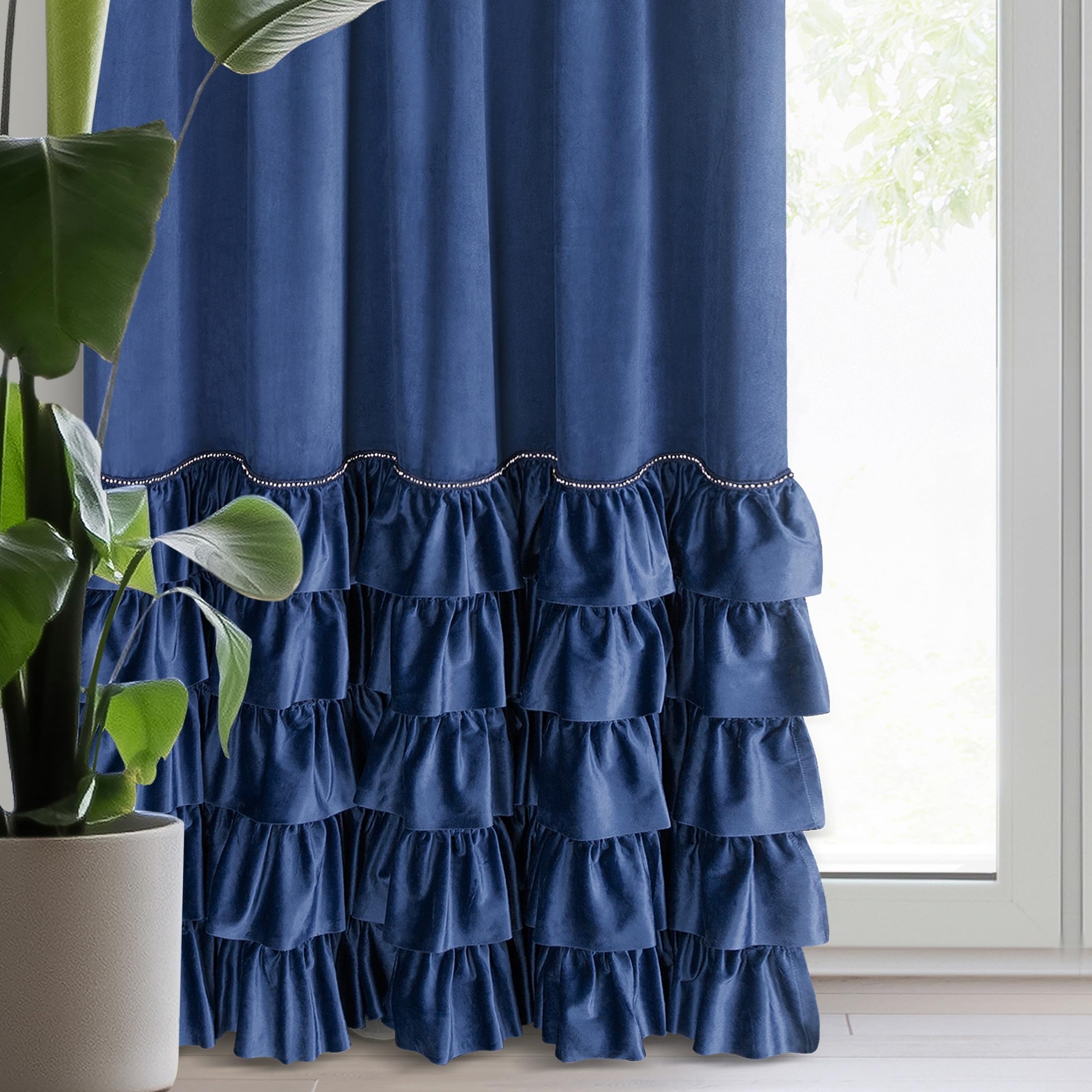 Eurofirany CARLI Velvet Curtain with Ruffle, Velvet Curtain with Ruffle Tape, 1 Piece, Opaque, Blackout - Image 3