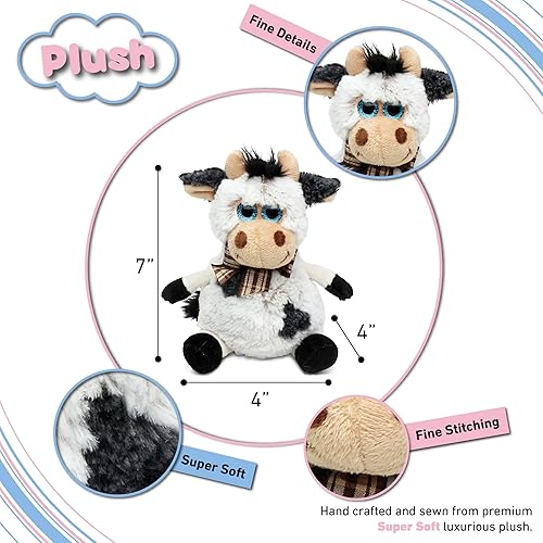 Miniatura 3 de Puzzled DolliBu - Animal de peluche de vaca – Suave peluche abrazable con ojos grandes, adorable juguete de peluche de vaca rancho para jugar, lindo