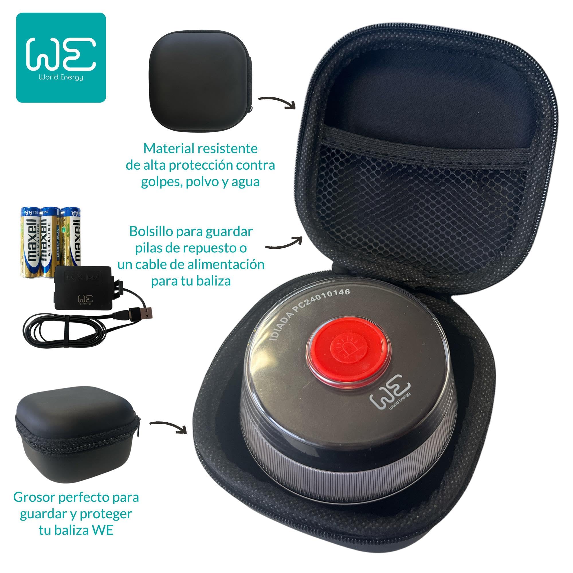 Zestaw bezpieczeństwa z geolokalizacją i podłączeniem DGT 3.0 awaryjnego sygnalizatora V16 - w zestawie adapter, kabel zasilający i etui odporne na wstrząsy