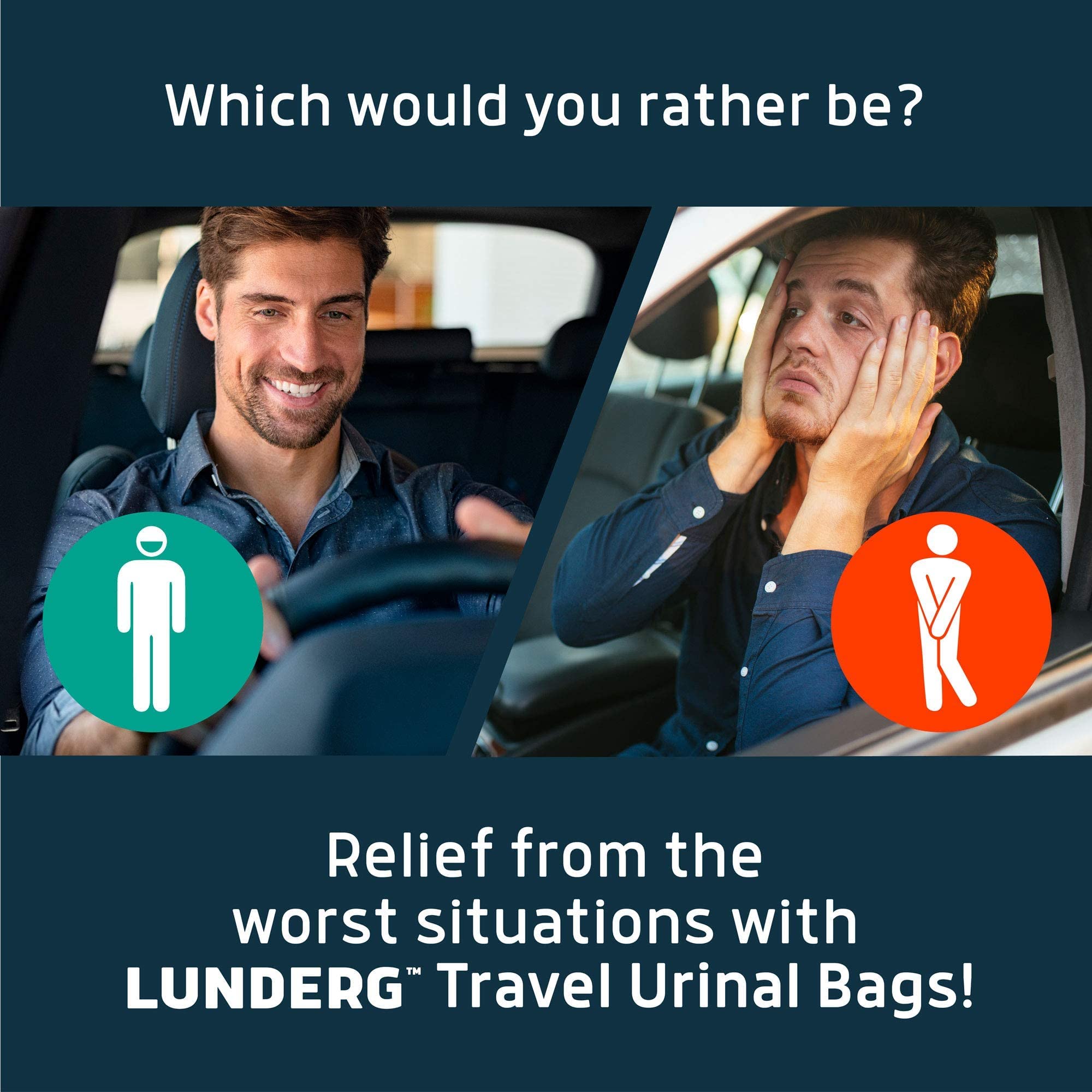 Lunderg Bolsas de orina desechables para hombres con almohadilla súper absorbente, paquete económico de 40 unidades, desechables y portátiles, para viajes, bolsa de orina de coche o inodoro de
