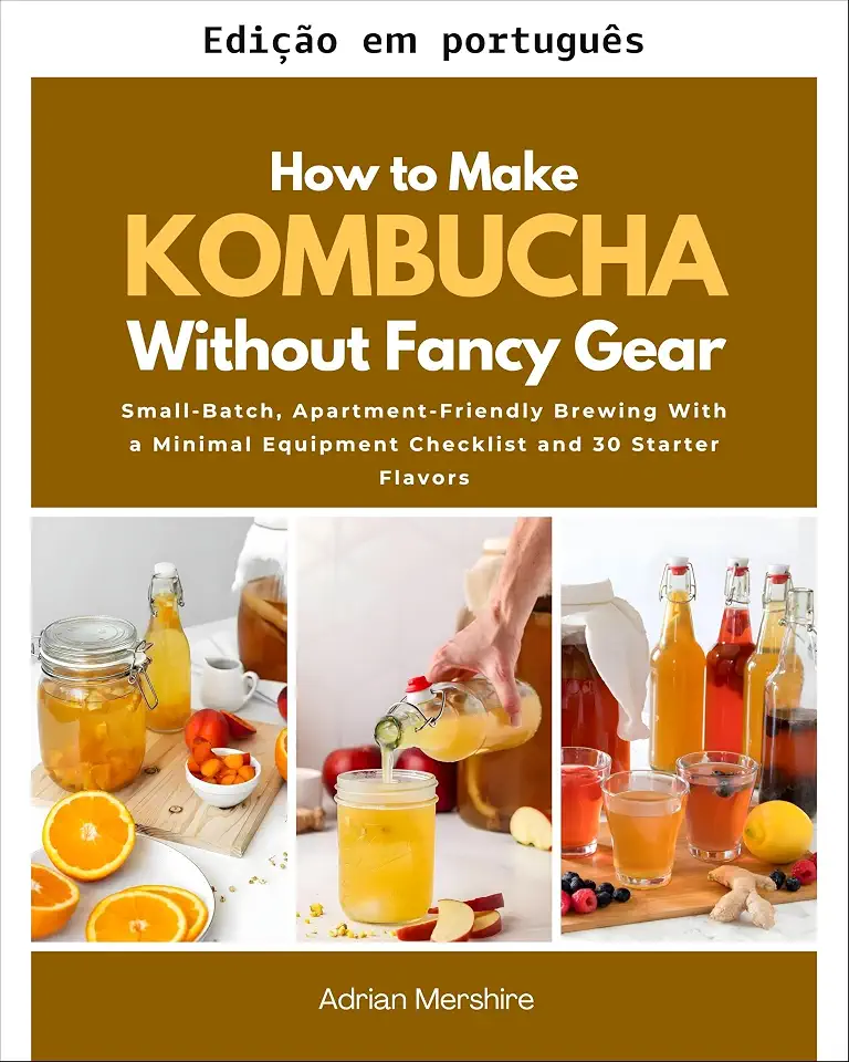 Como fazer kombucha sem equipamento sofisticado: preparo em pequenos lotes, ideal para apartamentos, com lista mínima de equipamentos e 30 sabores iniciais