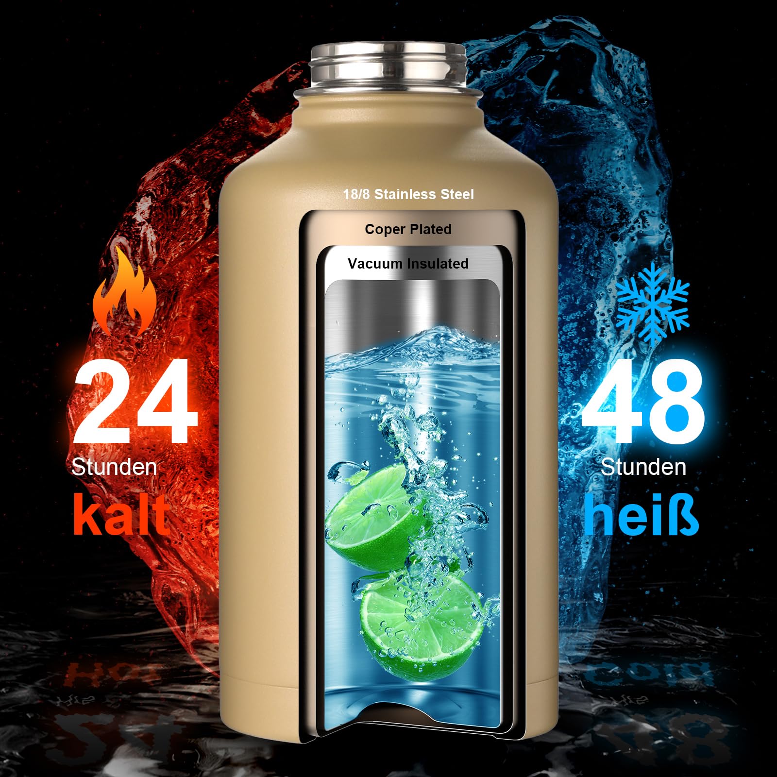 OneTigris Butelka na napoje ze stali nierdzewnej 64OZ