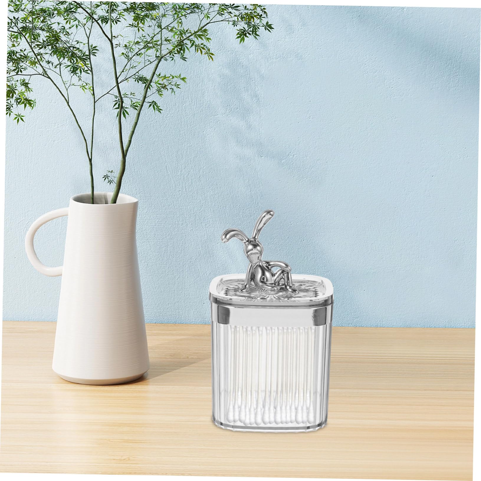 MAGICLULU 5stücke Cute Bunny Cotton Swabs Container Transparente Aufbewahrung Für Wattepads Und Wattestäbchen Für Badezimmer Und Schminktisch Und Platzsparend