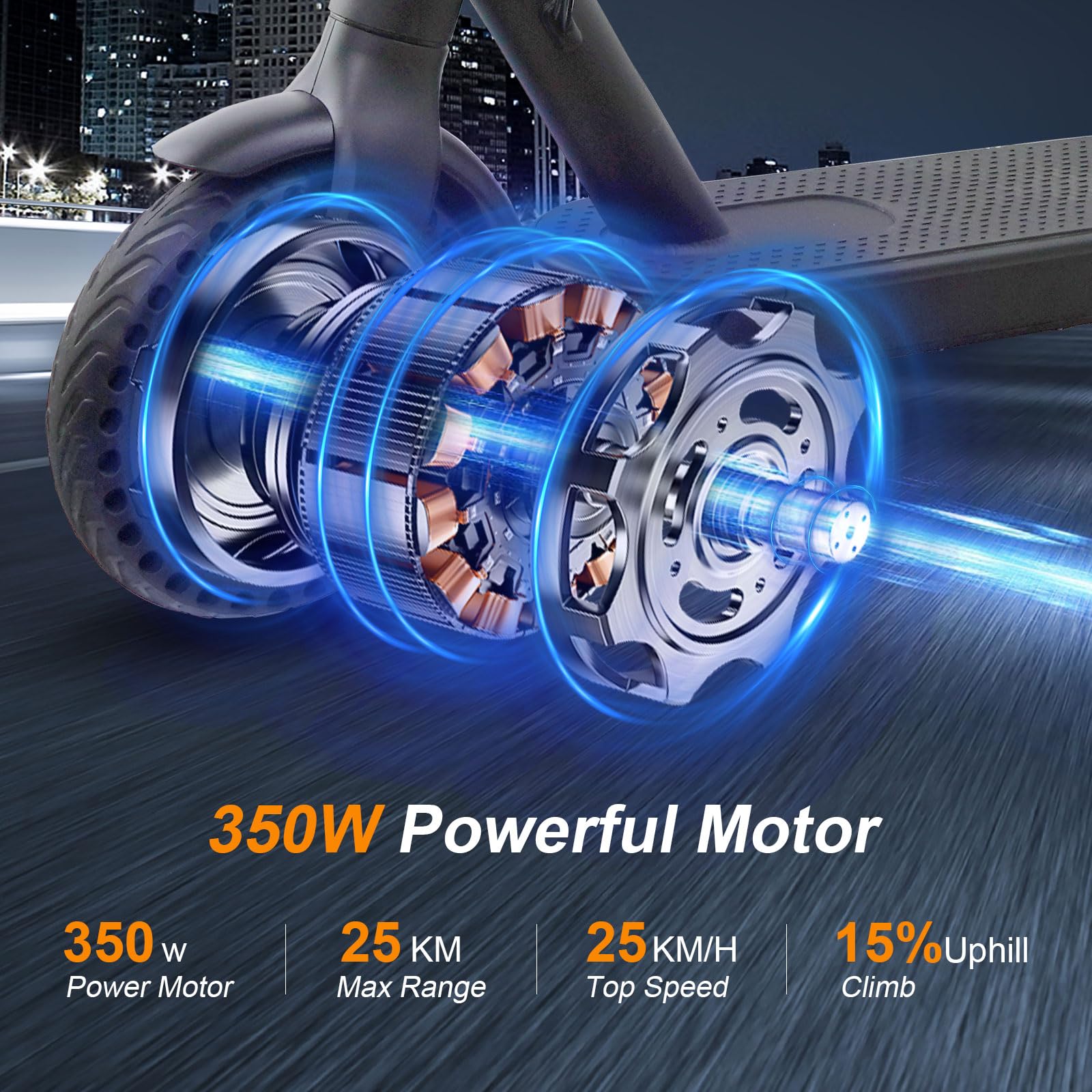 Electric Scooter for Adults, 350W Motor, 8.5-Inch Solid Tires, Commuting Scooter with LCD Display