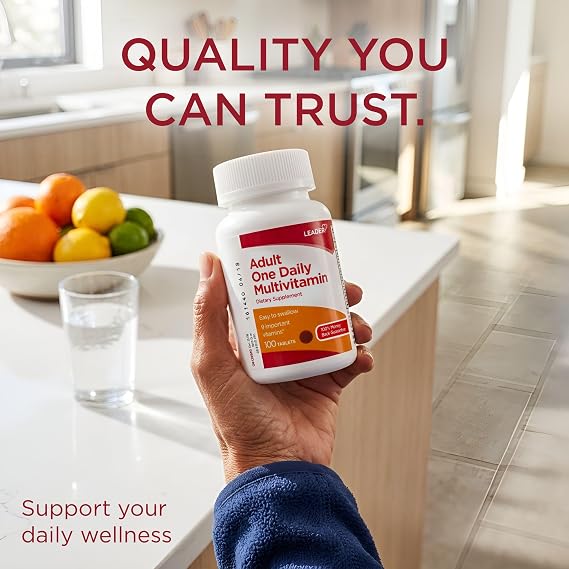 Leader One Daily Multivitamin Tablets 100 Ct. Essential Nutrients for Adults
