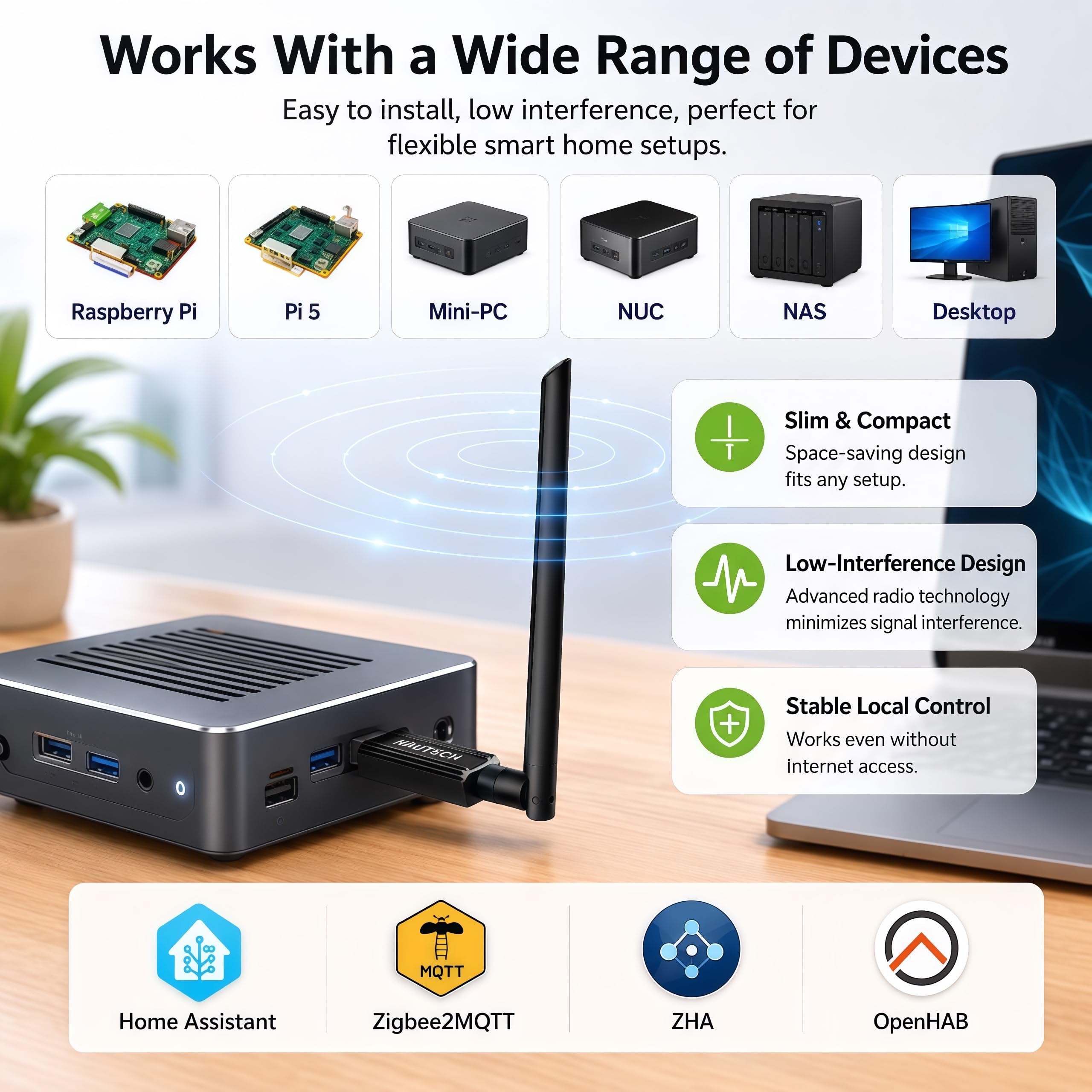 Zigbee 3.0 USB Dongle EFR32MG24 – Zigbee Coordinatore per Home Assistant, Zigbee2MQTT & OpenHAB