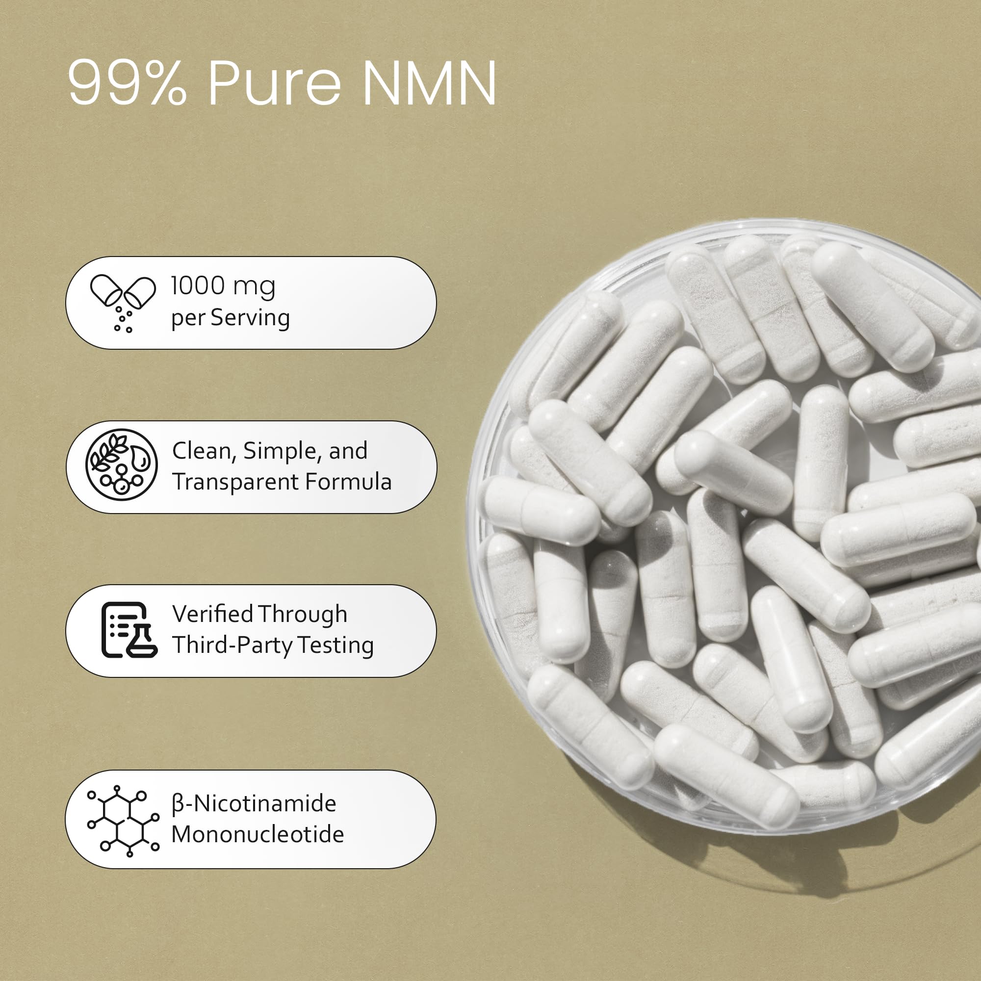 NaturaLife Labs NMN 1000 mg per Serving – Nicotinamide Mononucleotide 99% Pure – 60 Veg Capsules – Non-GMO – Gluten Free – Vegan — Amazon image 4