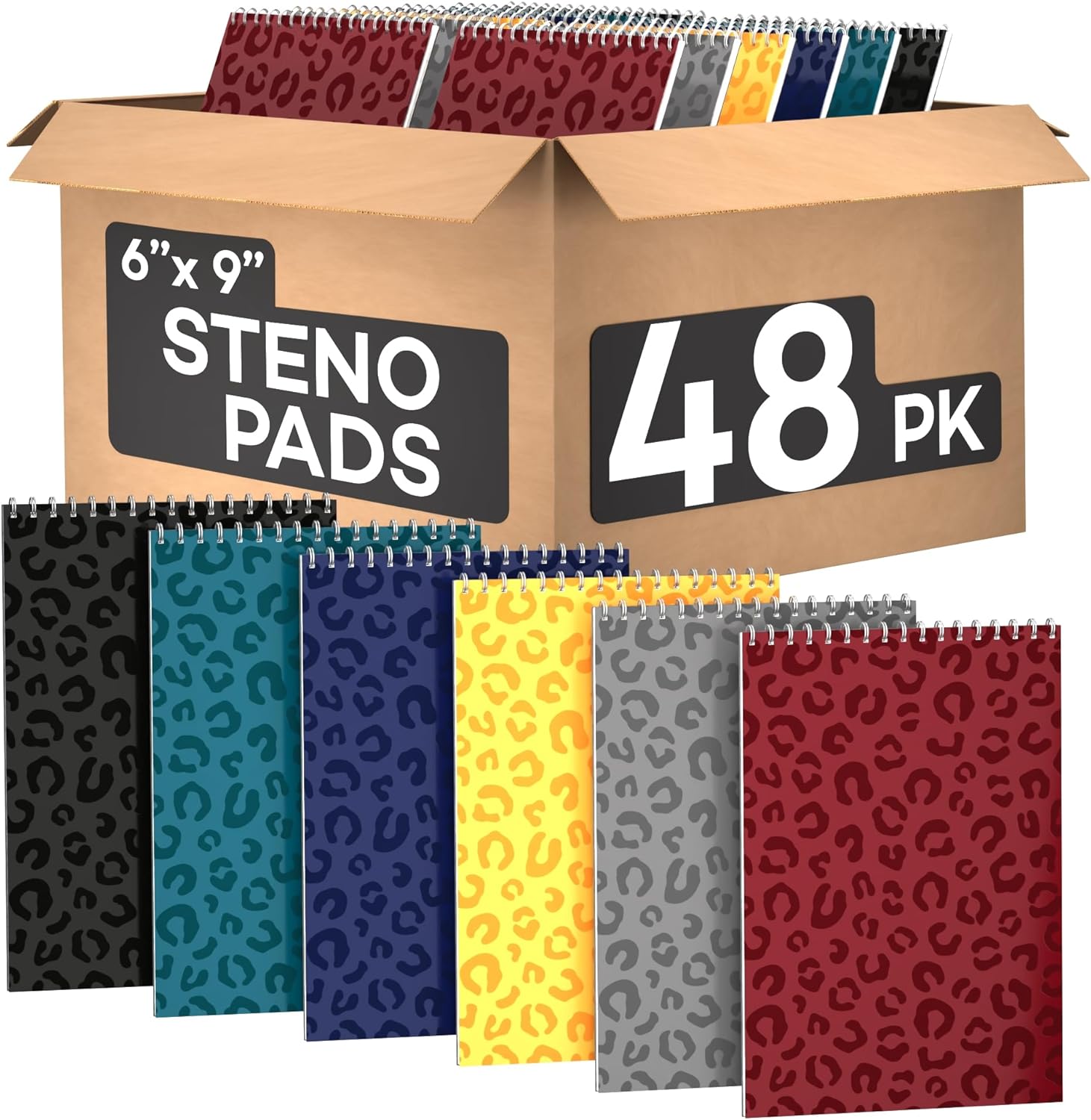 Steno Pads Spiral 6x9 Assorted Colors Notebooks for Work, 80 Sheets Top Spiral Notepad Stenographer Steno Books (12 Pack, Soft Colors)
