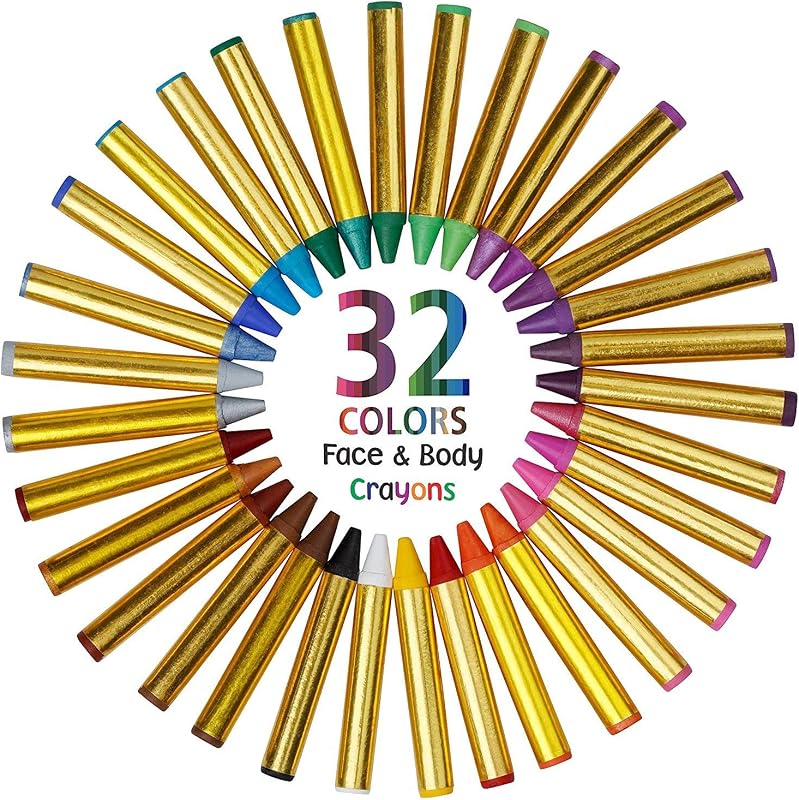 Face Paint Crayons -Safe Non-Toxic Face And Body Paint Made in Taiwan - Halloween Makeup Face Painting Kit for Kids & Adults (32 crayon set)