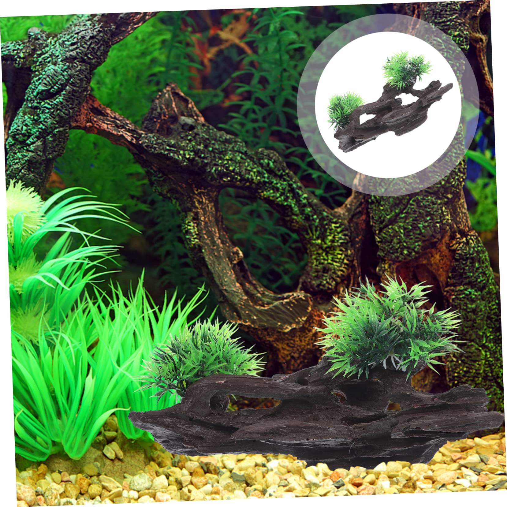 POPETPOP 5 Pièces Bois Coulé en Résine Décoration D'aquarium Cachette Décorations D'aquarium Pont De Réservoir De Poissons Éponge Trousse Décor D'aquarium Décoration Aquarium Plastique