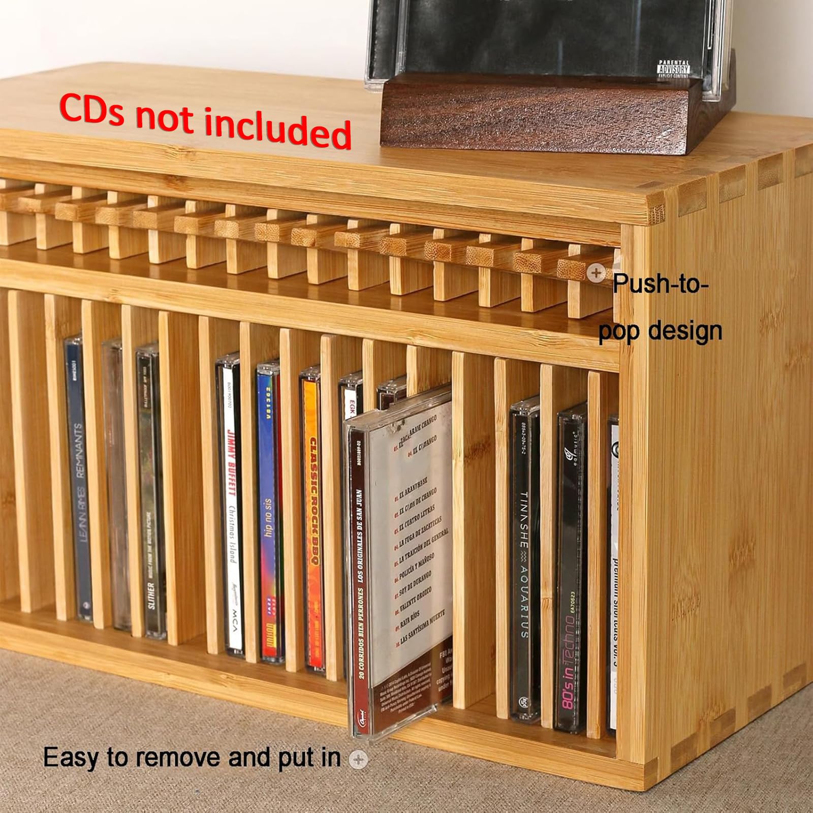 Supporto per CD da scrivania, in legno, per 19 custodie standard, per casa, ufficio, teatro musicale