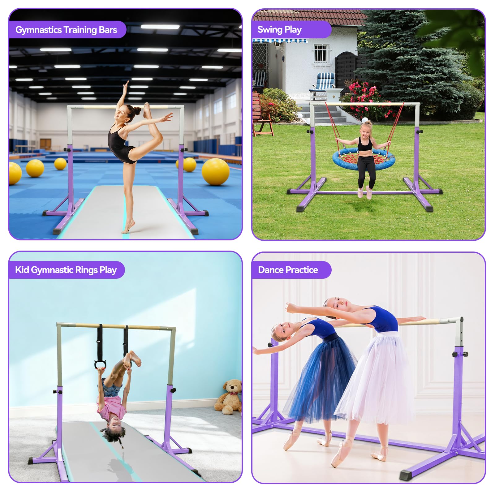 FBSPORT Barre de Gymnastique pour Enfants avec 13 Hauteur Réglable, Barre d'entraînement Barre Horizontale,Barre Fixe de Gymnastique Enfant pour Junior Enfants à Domicile