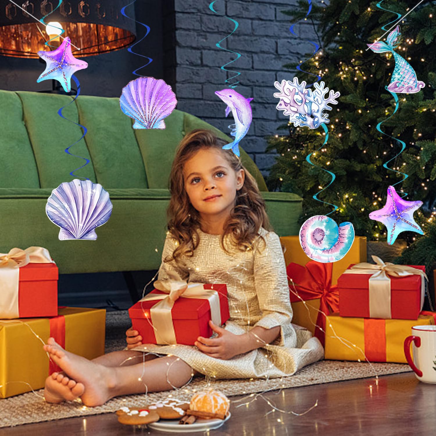 16 Pezzi di Pendii A Spirale con Una Sirena, La Serie di Decorazioni, Sostenitori Creativi E Interessanti, Accessori per Layout per Feste E Accessori per Feste per Bambini.