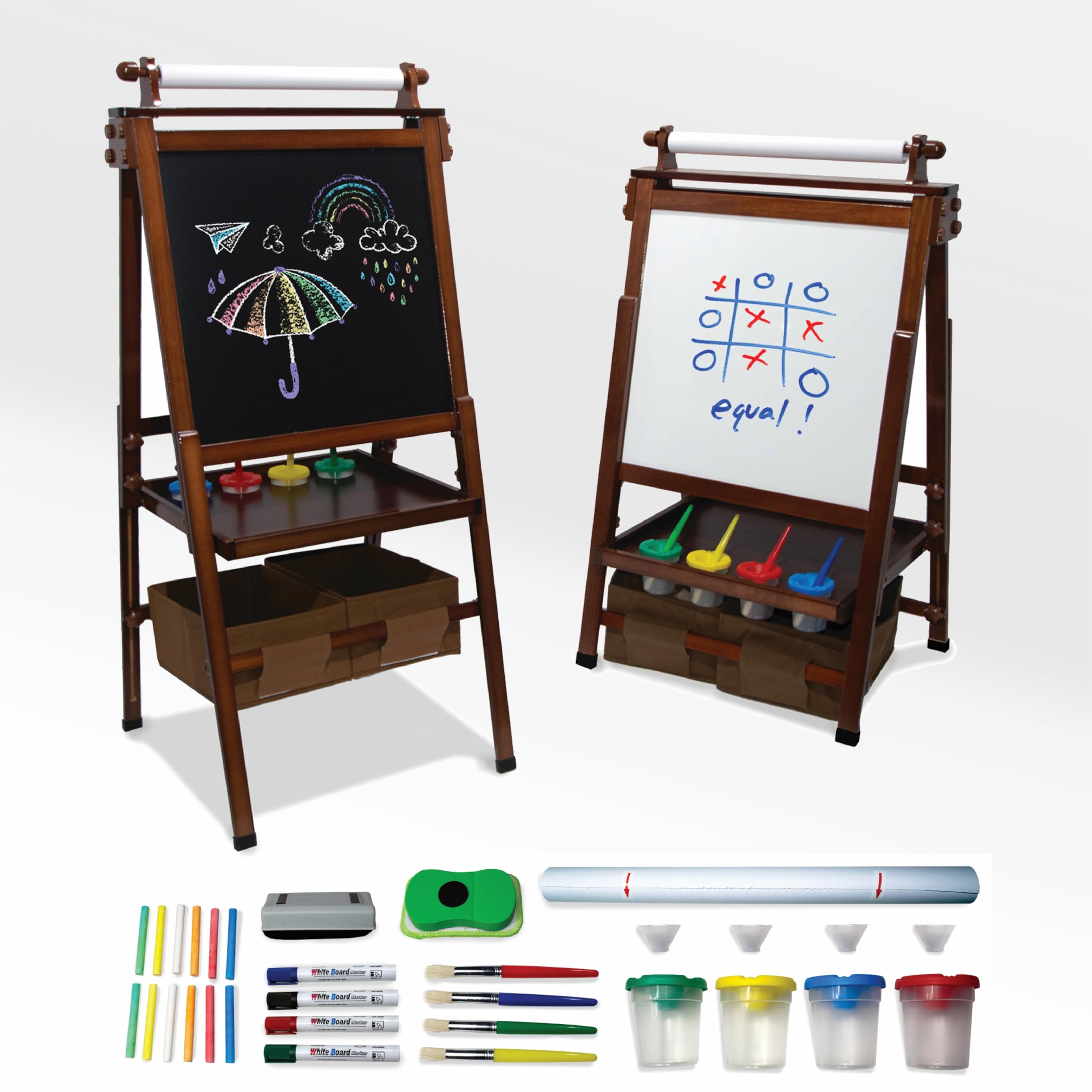 Kidloot Large All-in-One Double Sided, Magnetic, Height Adjustable Art Easel for Kids with Built in Storage Bins, and Art Supplies - Stable Design is Safe and Grows with Children Ages 3-10