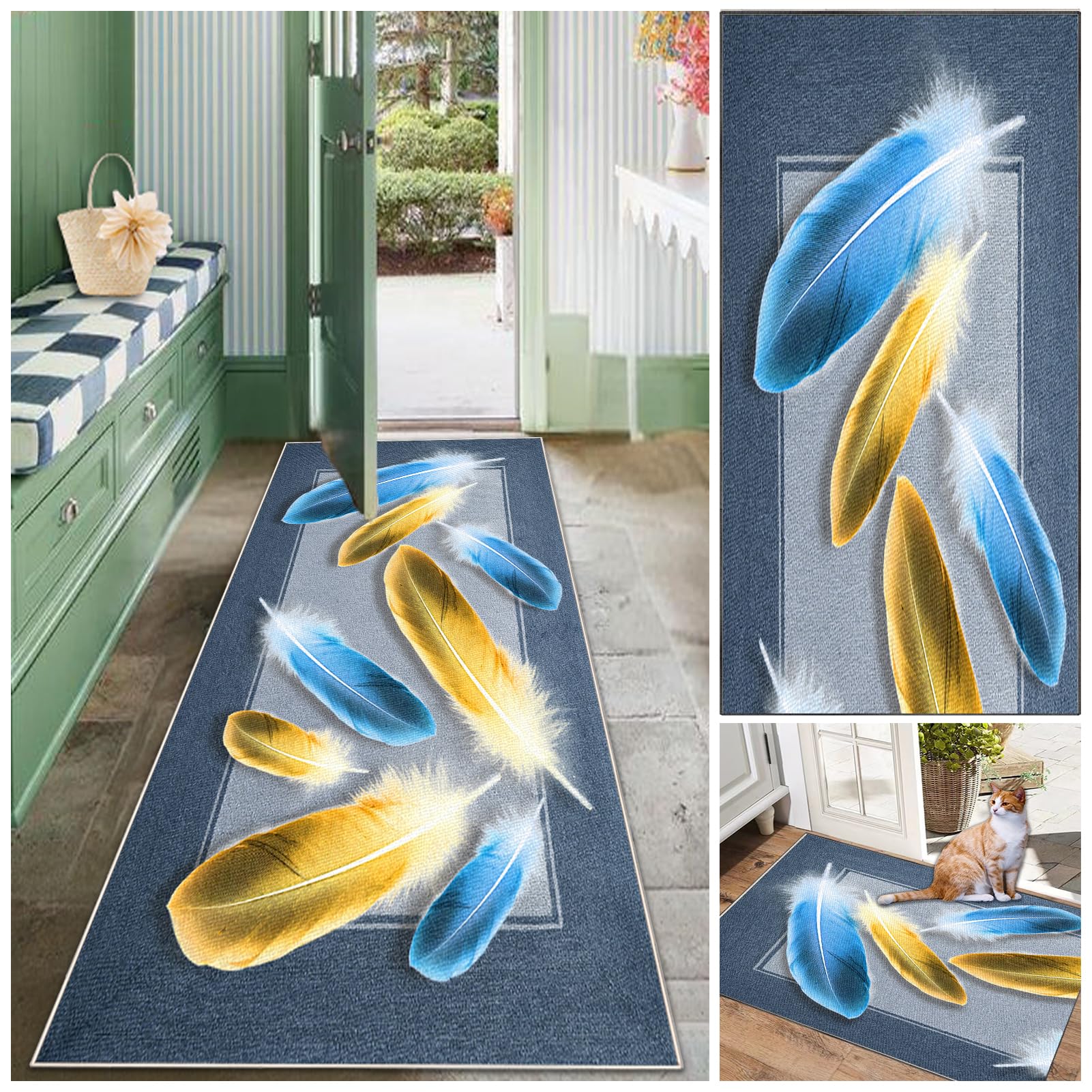 Dywany do przedpokoju, kuchni, można prać, wycieraczka antypoślizgowa, chodnik, chłonny, do przedpokoju, wąski, 110 x 250 cm, chodnik do pralni, przedpokoju, salonu