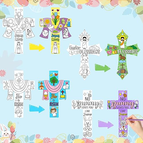 Miniatura 3 de CY2SIDE 80 piezas de adornos de cruz para niños con diseño de cruz "He is R", para hacer arte mágico, para hacer manualidades cristianas religiosas