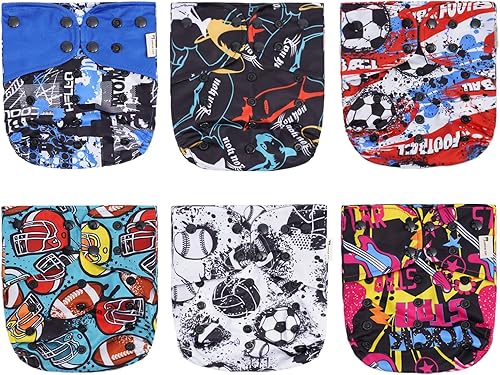 6 pañales de tela lavables y reutilizables con forro polar gris para bebés niñas y niños (sin rellenos)