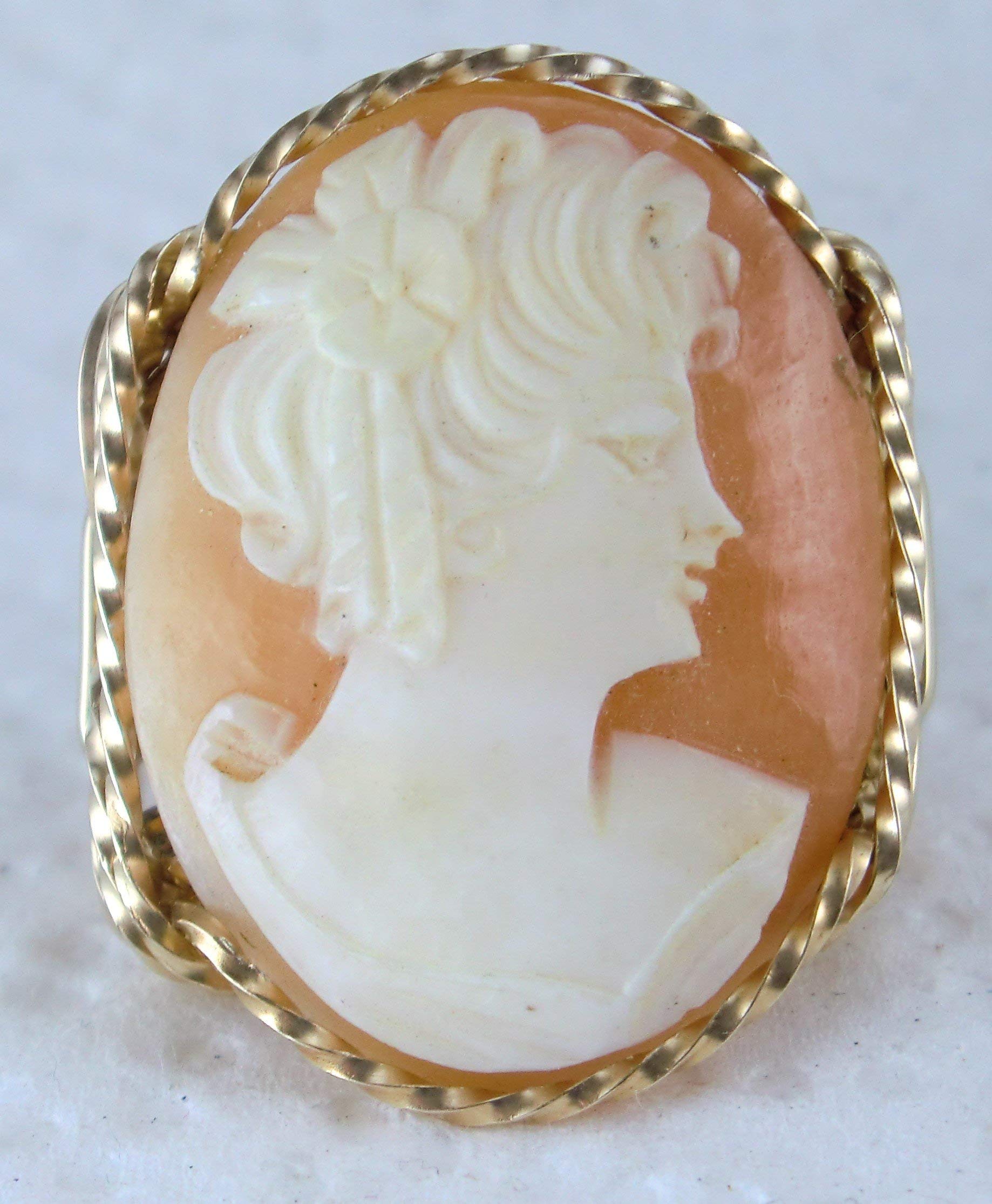 Natural Shell Grecian Goddess Cameo .925 Sterling Silver Ring or 14k Gold gf Art Jewelry HGJ