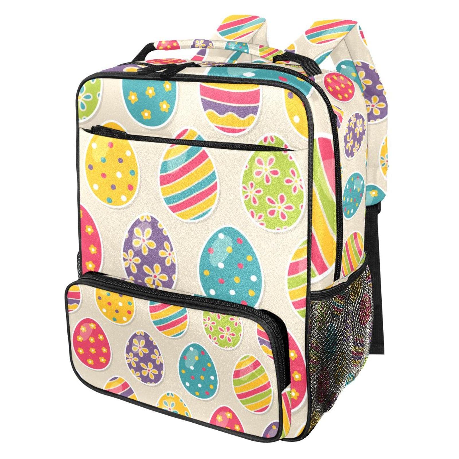 Plecak szkolny plecaki podróżne torba na książki 'Happy Easter Eggs' wzór torby z regulowanymi paskami na ramię dla dziewcząt chłopców, wielobarwny