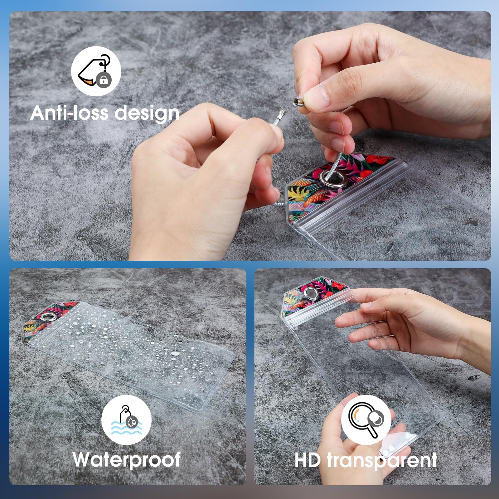 6 stuks Grote Kofferanhangers voor Cruises, 19,5 x 10,3 cm Kruisvaart Bagagelabels met Roestvrijstalen Lus Transparante Kofferanhangers Kofferlabels Waterdicht PVC voor Reisbagage Tassen