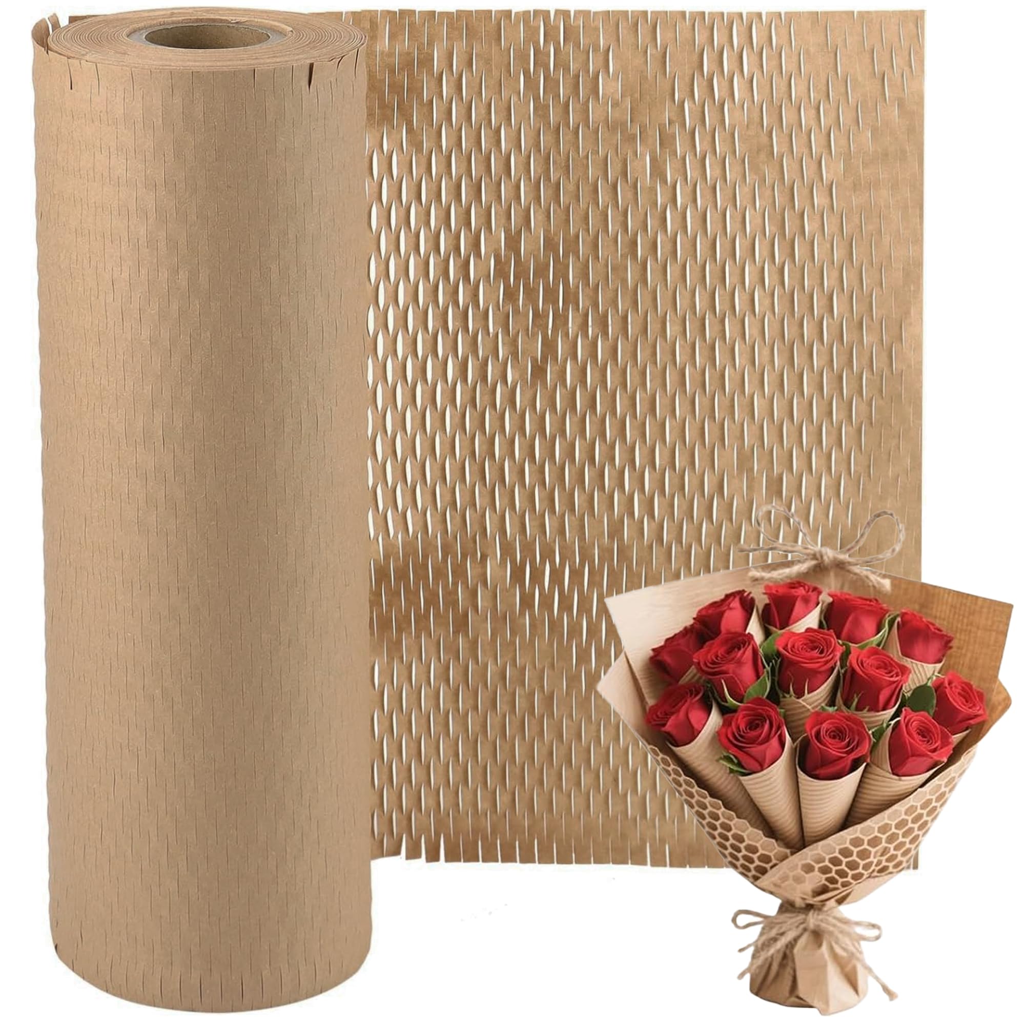 Honeycomb Packing Paper Roll - Hand-Tearable & Plastic-Free Cushioning, Superior Bubble Wrap Alternative for Moving, Shipping & Gift Wrap (30cm x 30m)