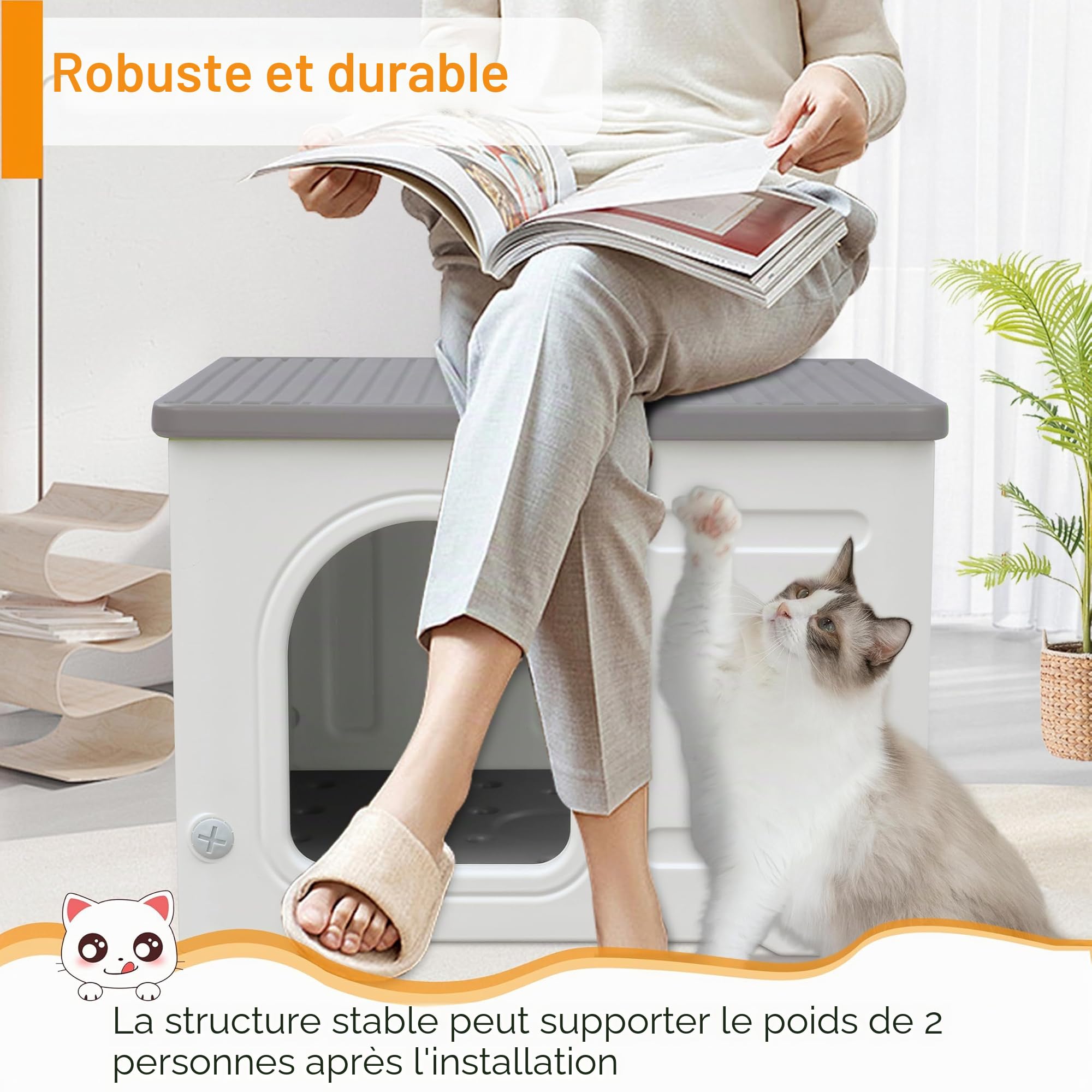 Maison pour Chat en Plastique, Isolée et Résistante aux Intempéries