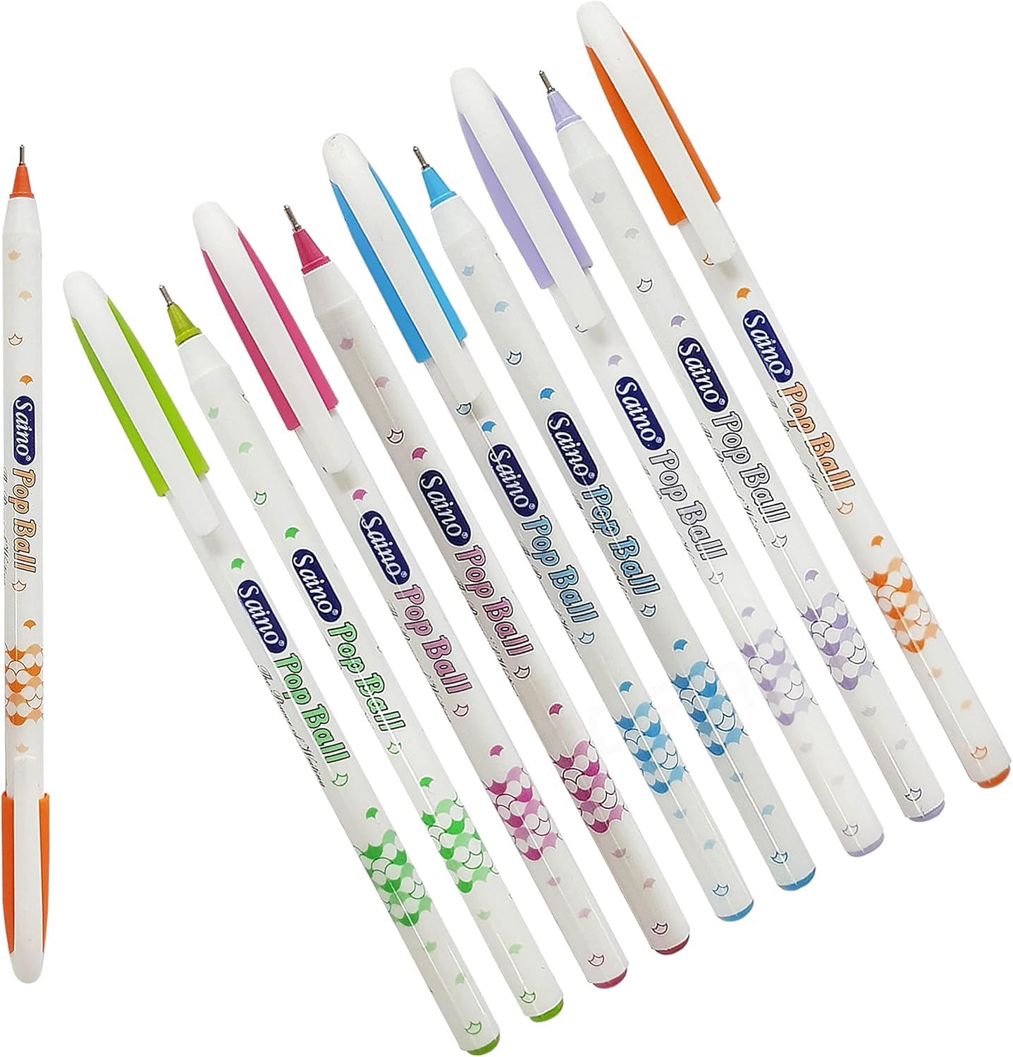 SAINO Ballpoint Pens, BLUE, 0.7mm Fine Point, Pack of 10, Multipack