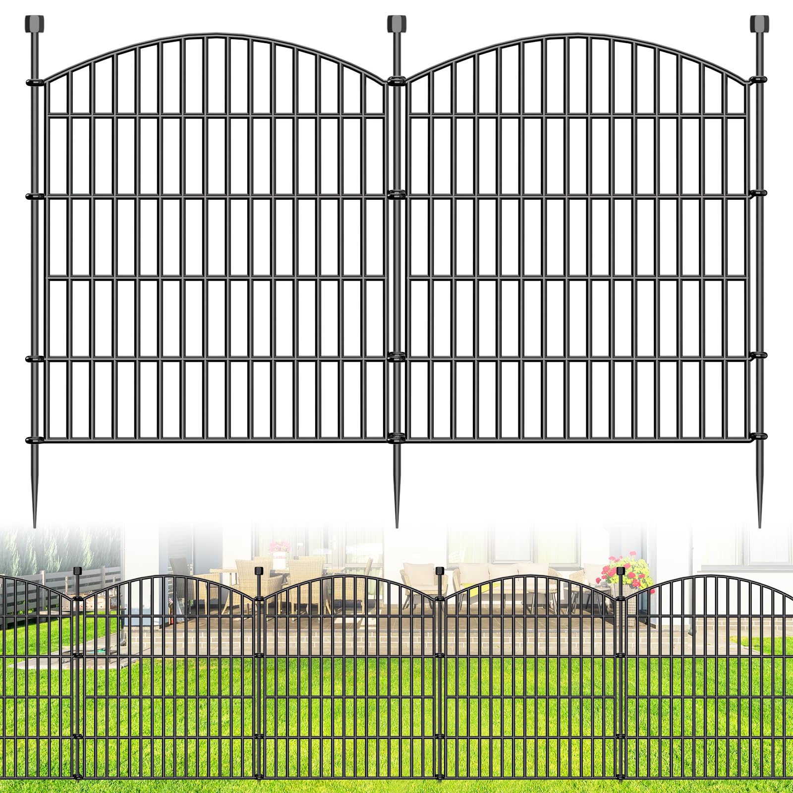 15 Panels Decorative Garden Fence - 81.3 cm (H) x 10.8 m (L) No Dig Dog Fence Outdoor for Yard, Rustproof Tall Garden Fencecing Panels, Animal Barrier Suitable for Yard Border, Patio, and Outdoor Use