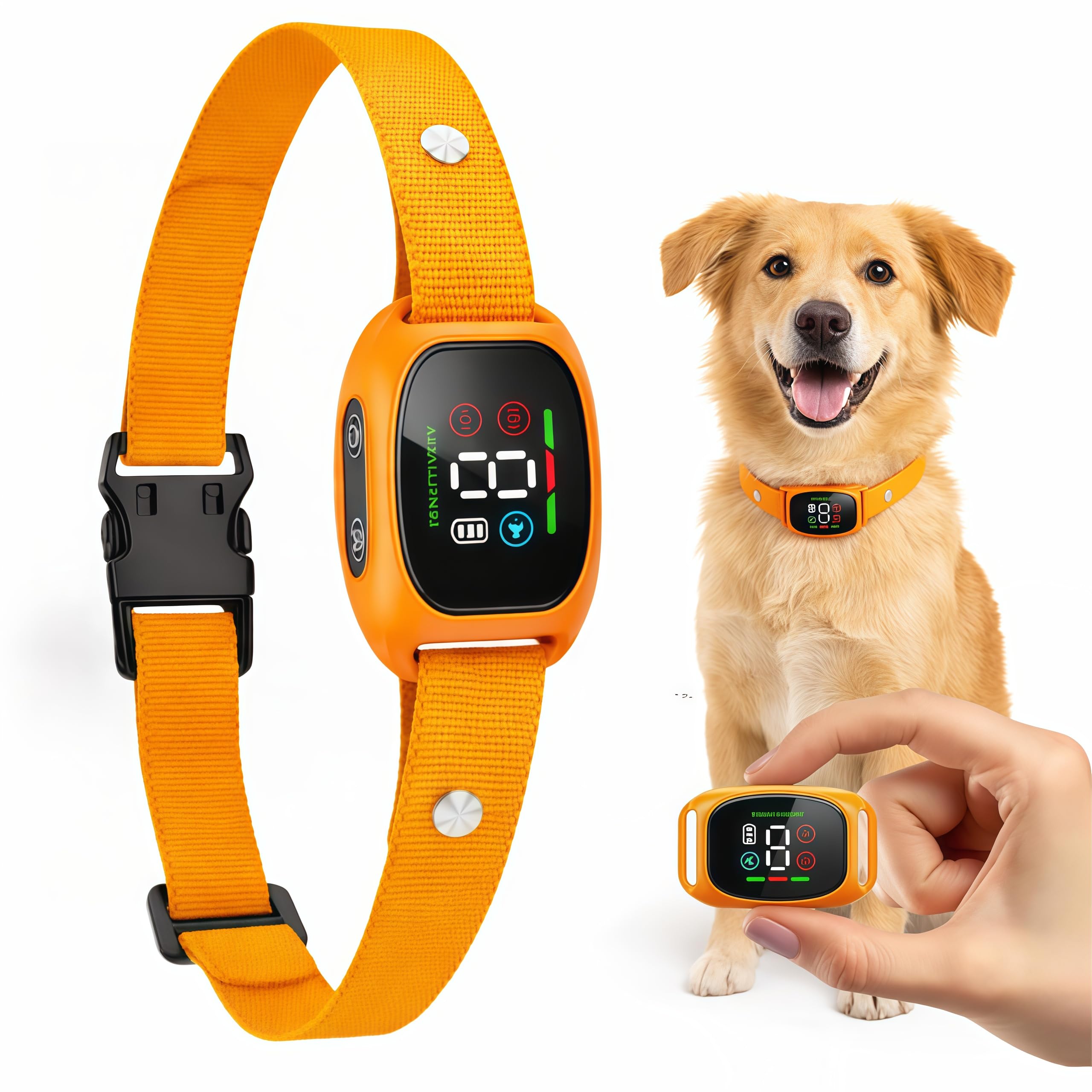 AAFGVC Haustierfreundliches Halsband - Antibellhalsband Für Hunde, Das Übermäßiges Bellen Reduziert, Eignet Sich Für Den Täglichen Gebrauch Und Auf Reisen, Gibt Sicherheit (orange Farbe)