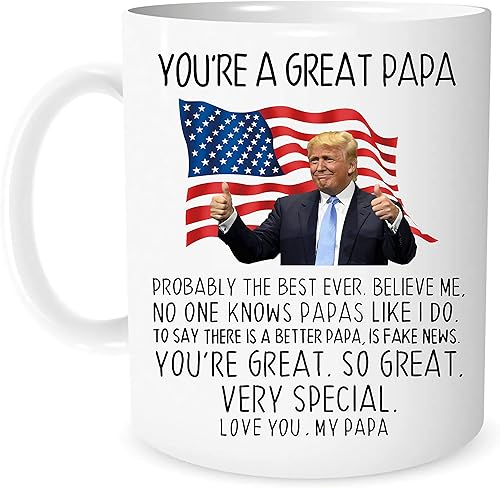 Miniatura 1 de Taza de café con texto en inglés "You're Great Papa Trump", taza de café con texto en inglés "You're Great Papa Trump", regalo de cumpleaños, Día