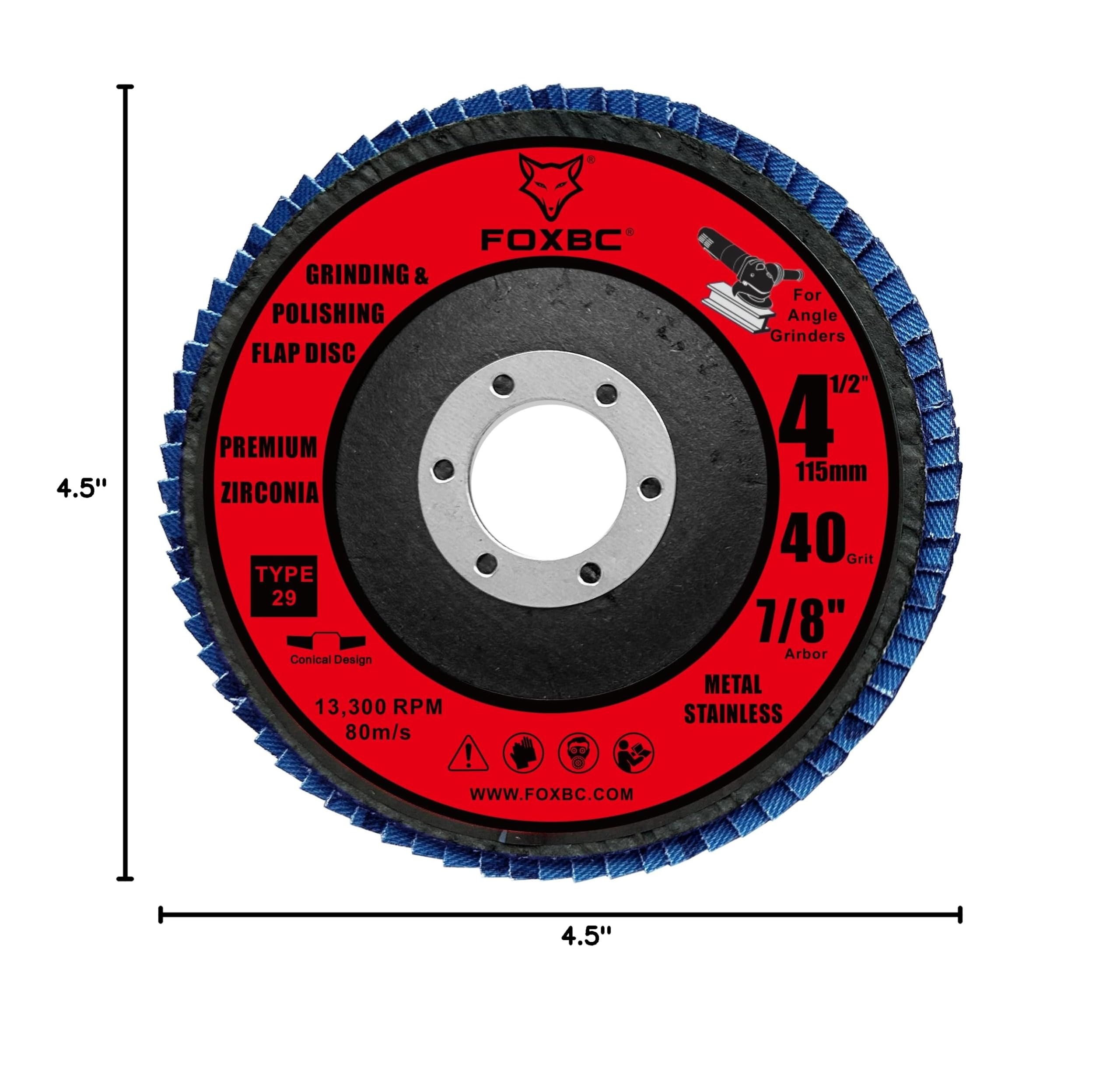 FOXBC 4.5" Flap Discs - 40 Grit for Angle Grinder -6