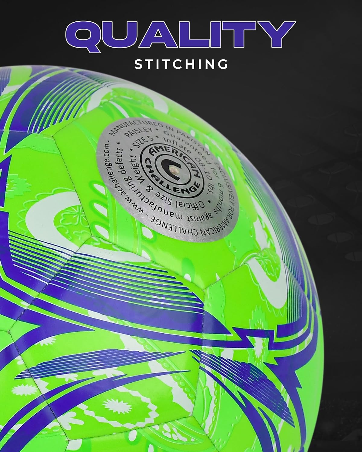 American Challenge Paisley Soccer Ball – Professional Training Soccer Ball for Grass Fields – Durable TPU Machine Stitched Soccer Balls – Sizes 3, 4 & 5 – Outdoor Practice & Match Play
