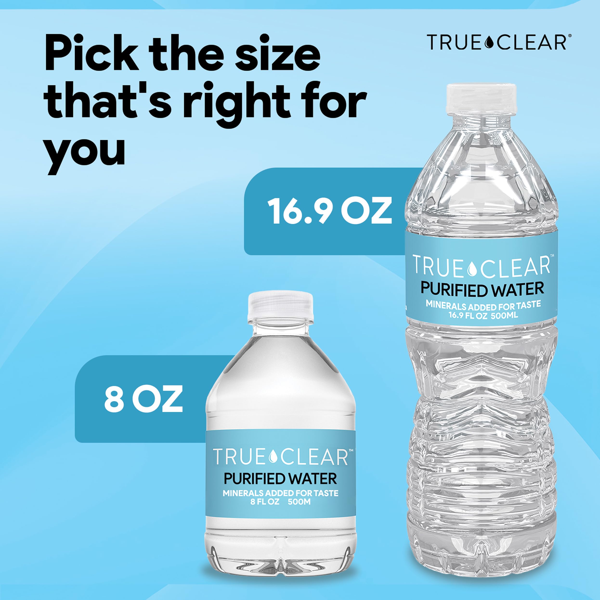 True Clear Purified Drinking Water BPA-Free Bottles Mineral Enhanced Hydration Eco-Air Recyclable Packaging 8 Fl Oz 24 Pack — view 4