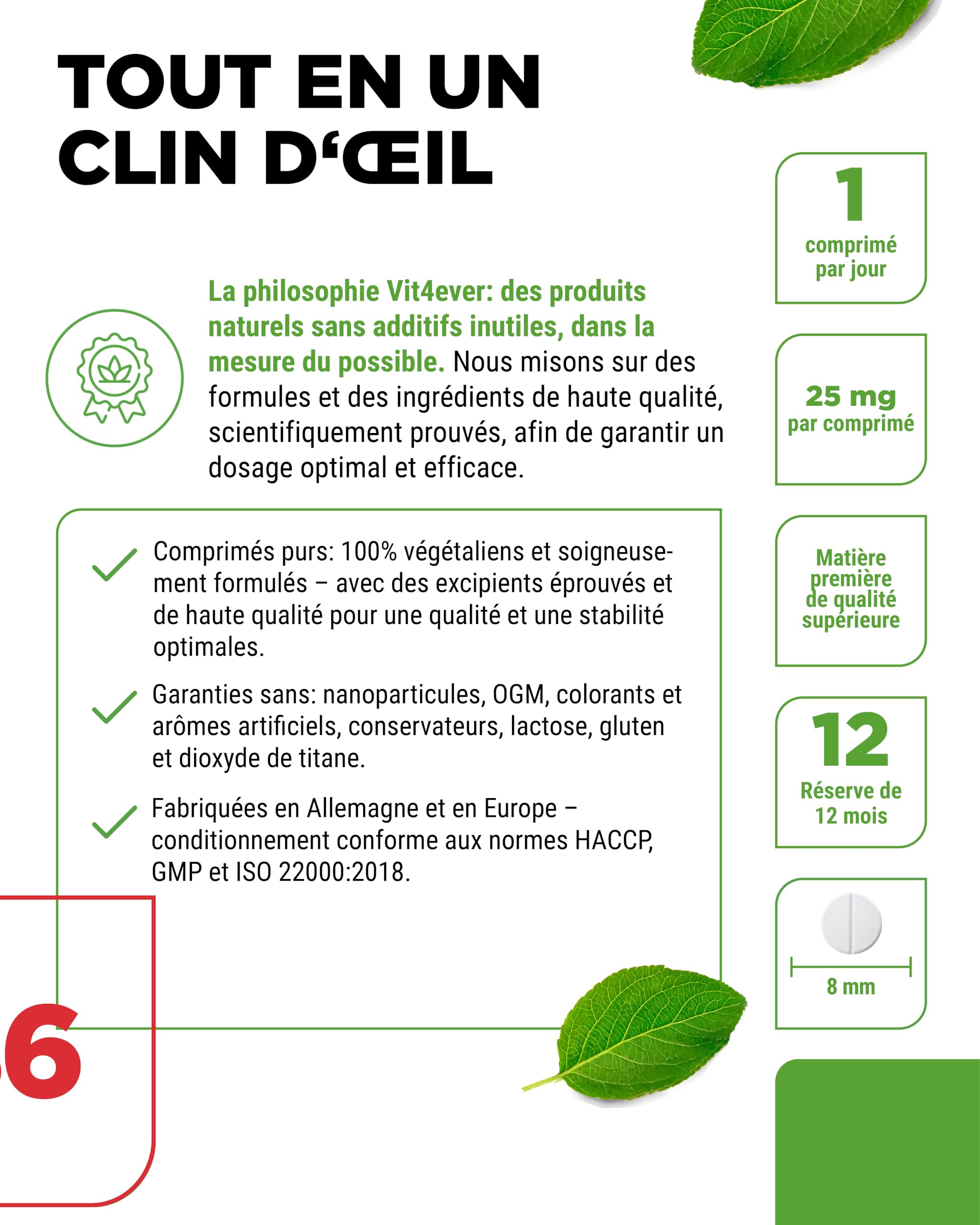 vit4ever Vitamine B6 sous Forme de P-5-P - 365 Comprimés - Hautement Dosée à 25 mg (Pyridoxal-5-Phosphate) - Premium : Vitamine B6 Bioactive - Sans Additifs Indésirables - Vegan