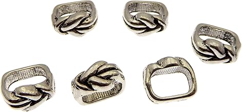 XieXie 6 Stück Schiebeperlen für Regaliz Lederband 10x6mm antik silberfarben