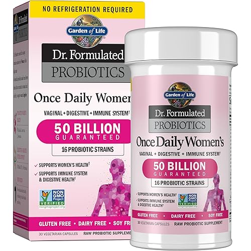 Garden of Life Once Daily Dr. Formulated Probiotics for Women 50 Billion CFU 16 Probiotic Strains with Organic Prebiotics for Digestive, Vaginal & Immune Health, Dairy Free, Shelf Stable 30 Capsules
