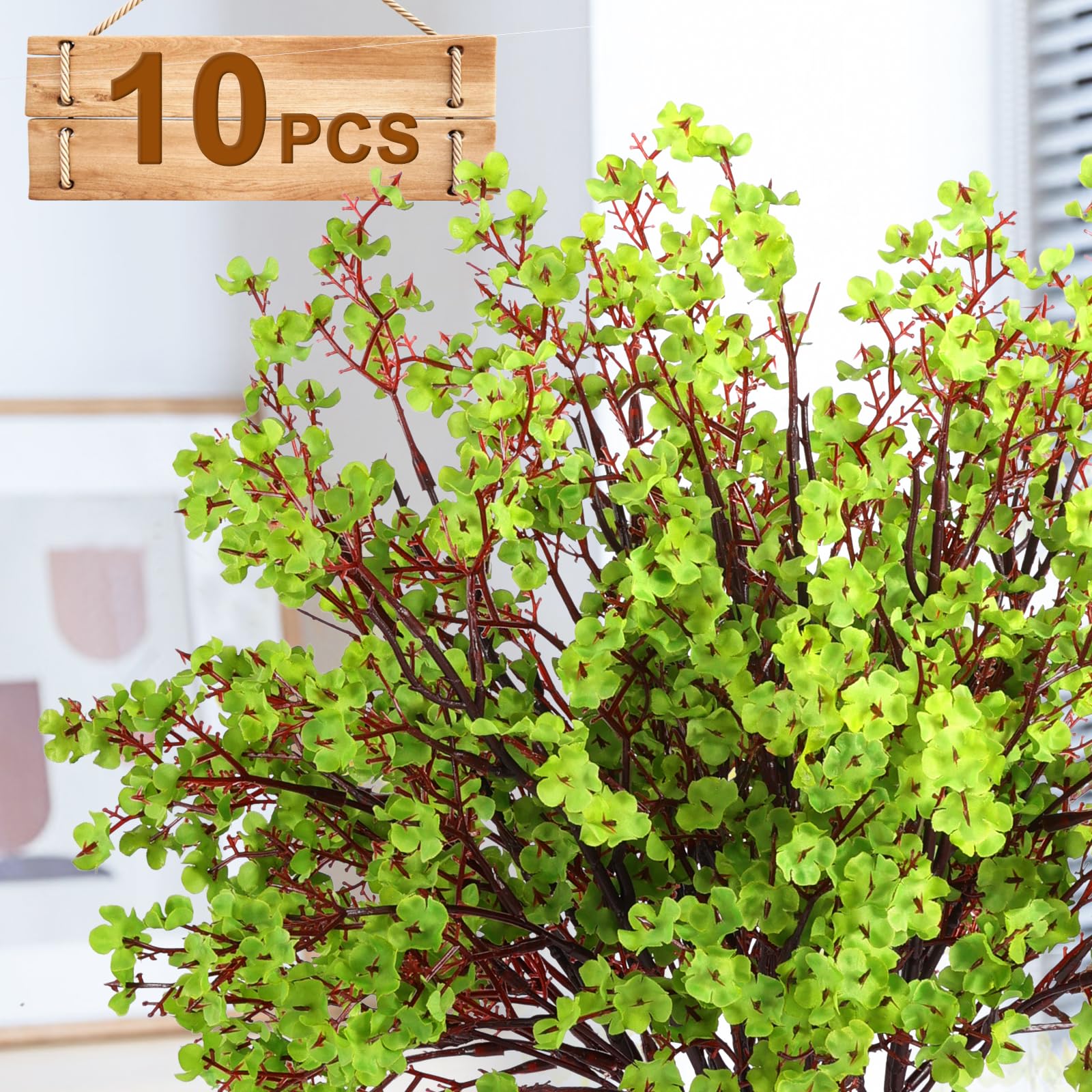 Hananona Künstliche Schleierkraut-Blumen für Babys, zum St. Patrick's Day, künstliche Seidenblumen für Heimdekoration, Frühlingsblumenarrangement, Tischdekoration, 10 Stück