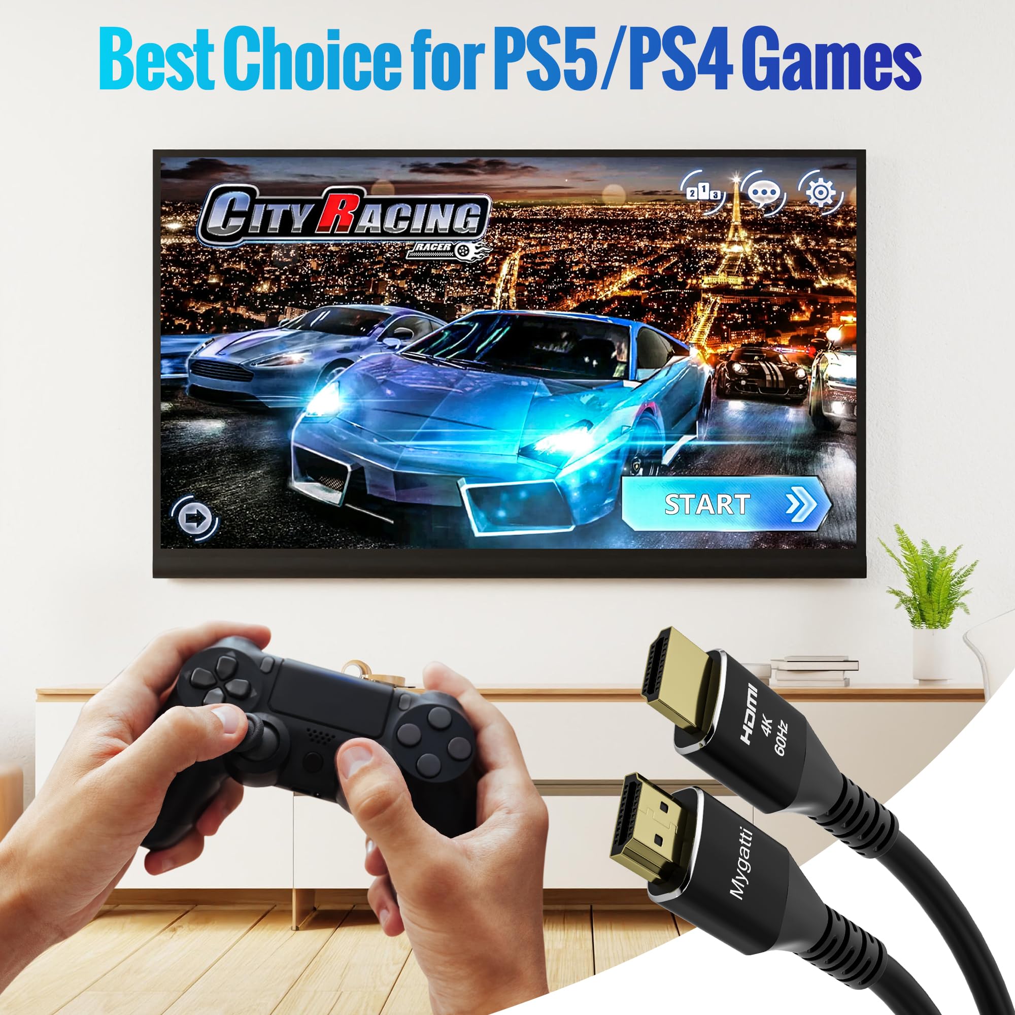 Cable HDMI 4K 3 metros/10 unidades,cable HDMI 2.0 Ultra HD,nailon trenzado y conectores chapados en oro,4K@60 Hz,HDCP 2.2,ARC,para portátiles,monitores,HDTV,PS5, Xbox One y más