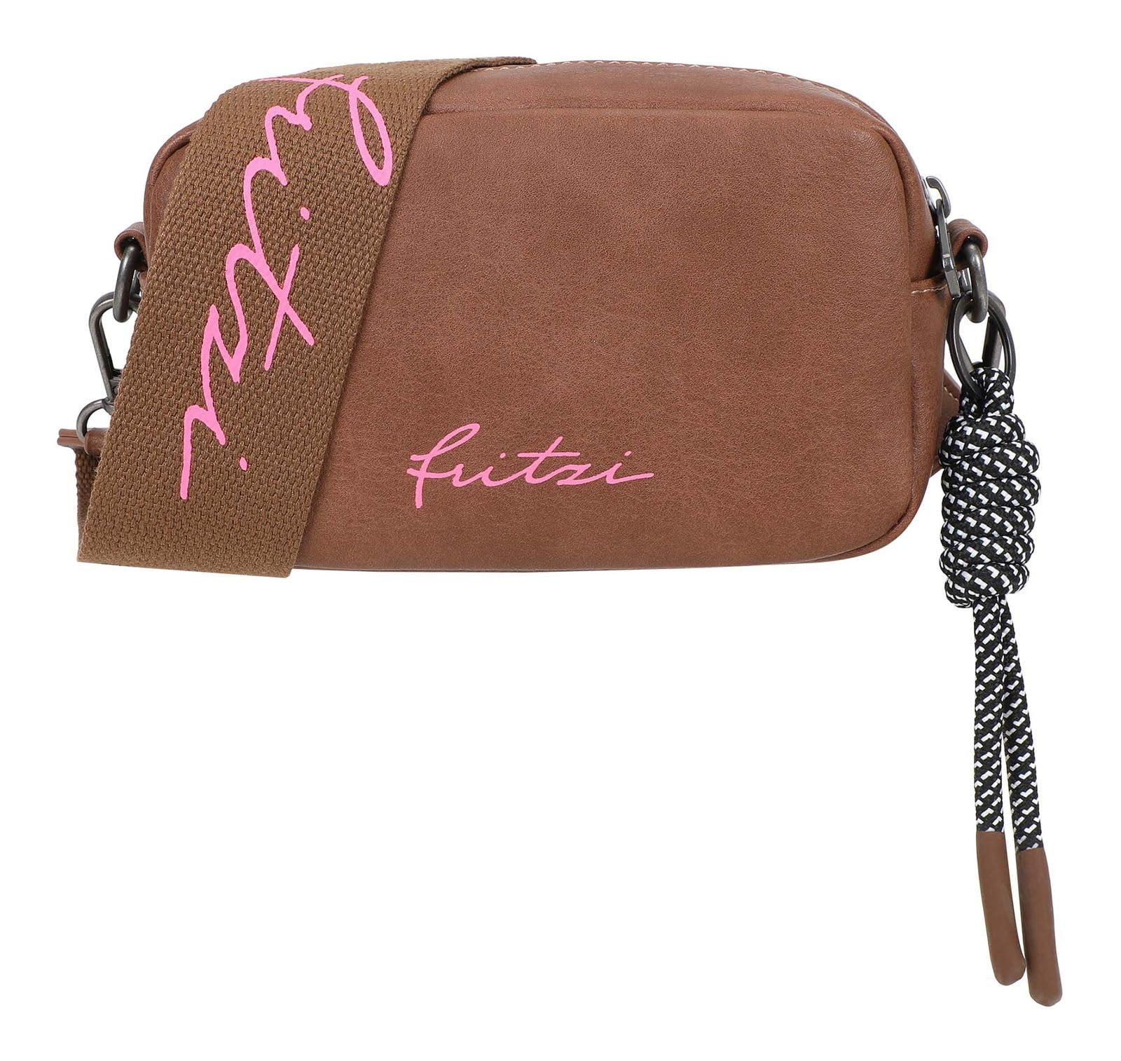 Fritzi Cross Bag Lou Crossbody Damen Umhängetasche Schultertasche Lederimitat Reißverschluss Alltag Reisen Freizeit 14,5 x 22 x 7 cm – Schwarz, Grau, Braun, Blaugrau, Beige, Taupe, Blau, Rot, Gelb
