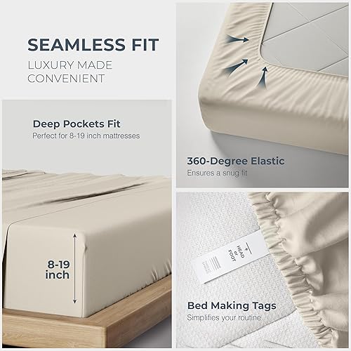 Miniatura 5 de THREAD SPREAD Juego de sábanas de 100% algodón egipcio tamaño King - Sábanas de lujo de 1500 hilos de algodón egipcio tamaño King, bolsillo profundo
