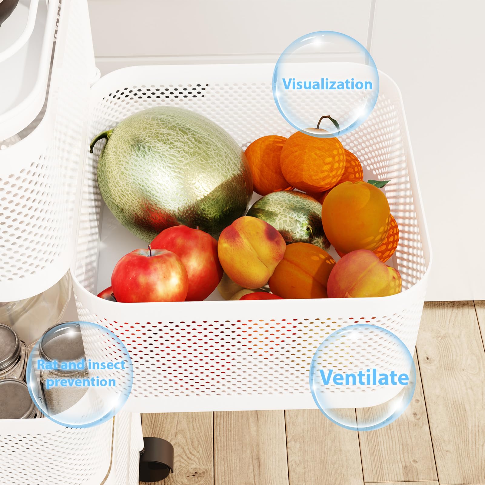 Carrello da cucina rotante a 5 strati in filo metallico per frutta e verdura, versatile carrello portaoggetti con coperchio, per cucina e soggiorno, mobile su ruote