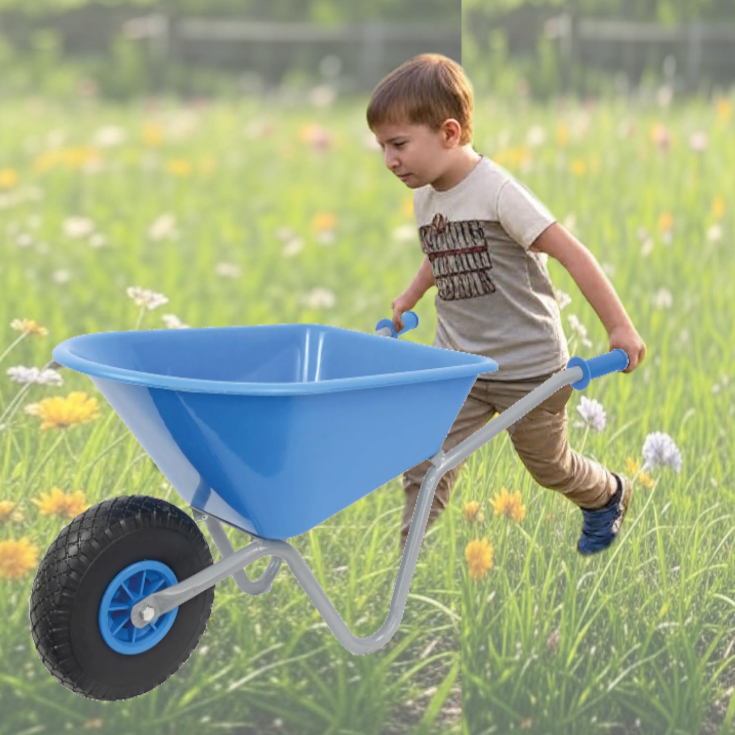 Matrix Brouette pour enfant de qualité supérieure - 40 kg - Roue en caoutchouc plein - Pour enfants à partir de 3 ans - Charge maximale : 40 kg - Légère, sûre et stable - Cadre monobloc - Poussette de