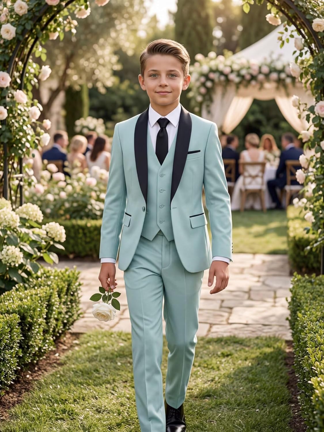 Boys' Suits 3 Piece Slim Fit, Kids Suits for Prom Party Wedding Formal Dress Ring Bearer Outfit Boys Tuxedo Suit Set