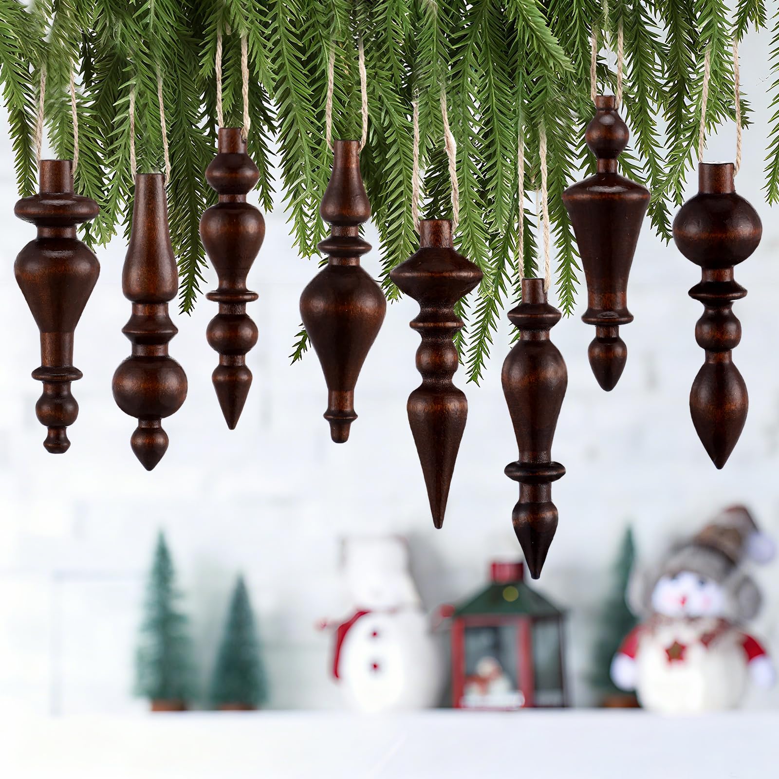 Namalu Weihnachtskugel-Ornamente, 10,2 cm, aus Holz, schlicht, elegant, bruchsicher, für Weihnachtsbäume, hängende Ornamente, Kränze, Girlande, Kaminregal, Dekoration, Braun, 8 Stück