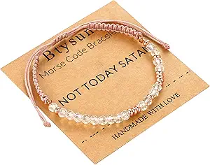 Btysun Morse Code Bracelets for Women Christmas Gift Stocking Stuffers for Teens Pink Braided Bracelets Inspirational Best Friend Birthday Gifts for Her High School Graduation Gifts for Her 2025 Mom Bracelet Jewelry